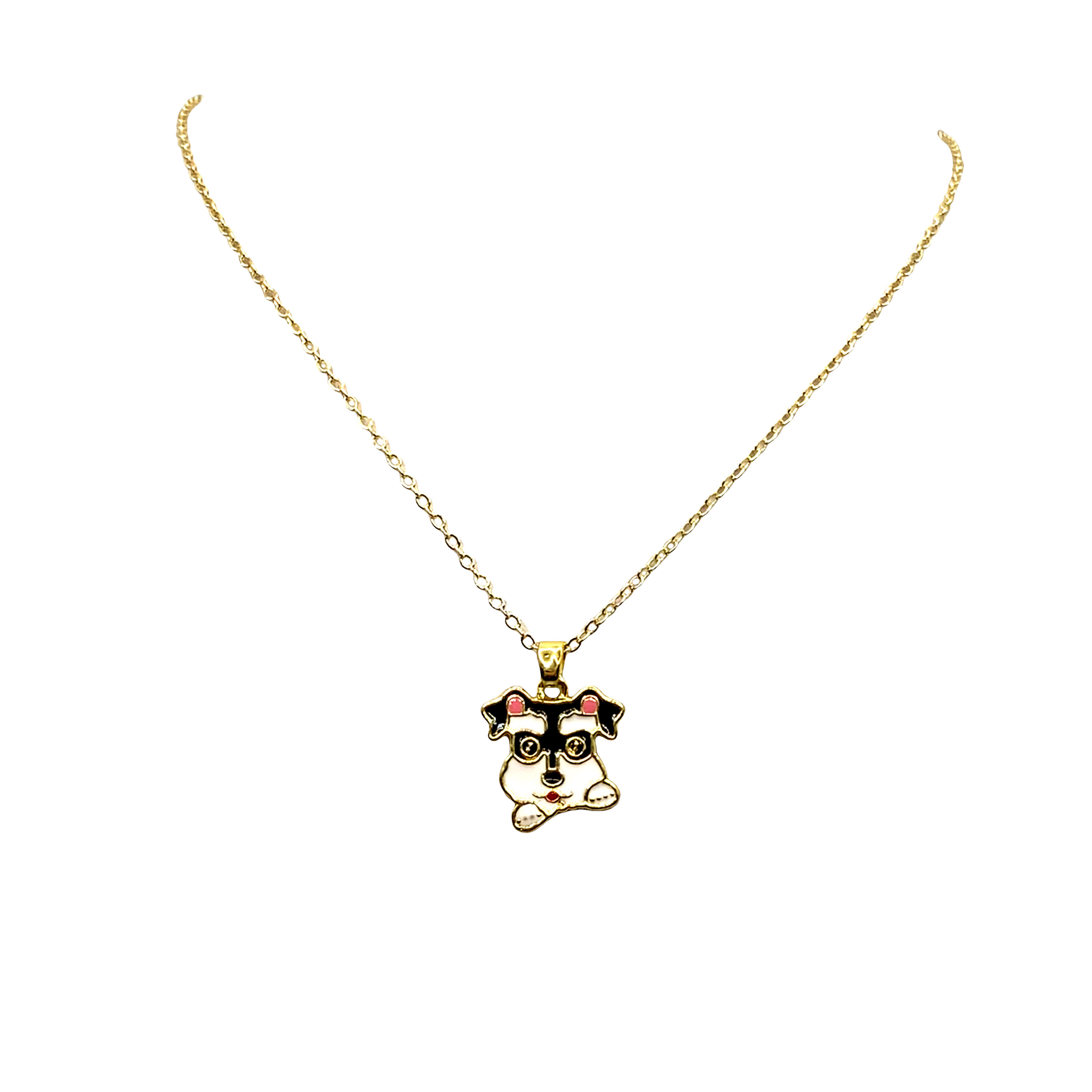 Naszyjnik z zawieszką w kształcie psa z żółtego złota ze szczegółowymi rysunkami