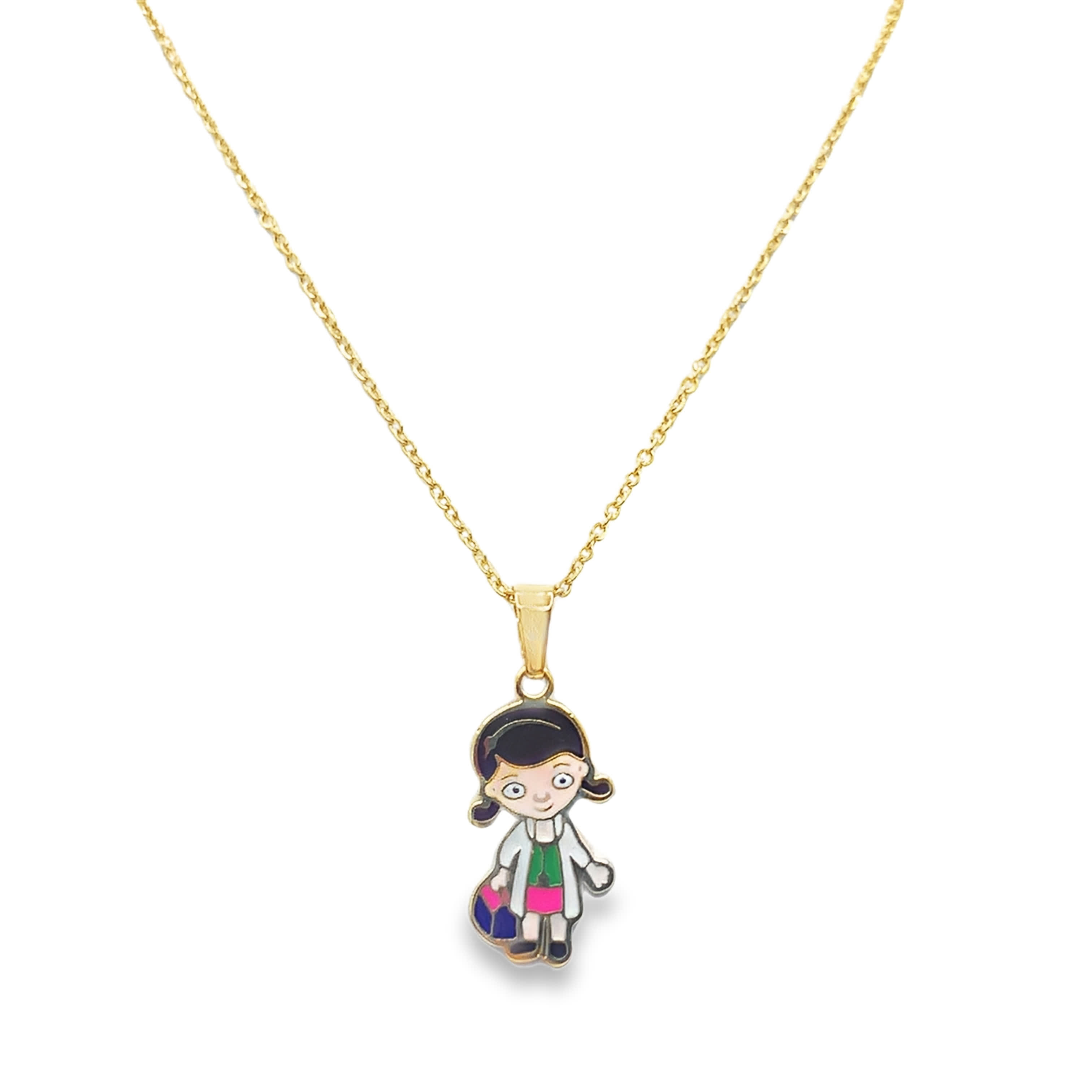 Naszyjnik z zawieszką „Whimsical Girl” w żółtym złocie