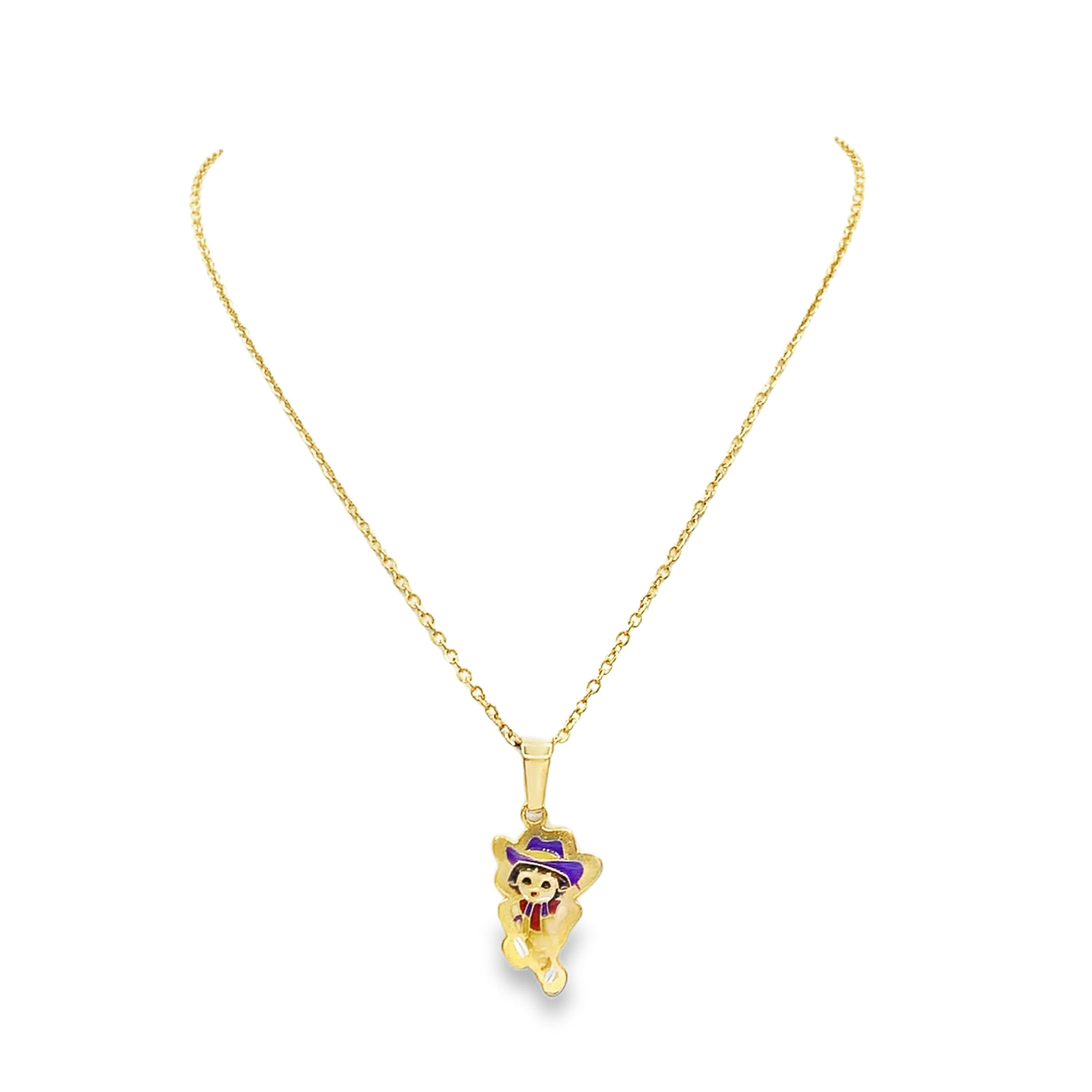 Naszyjnik z żółtego złota z zabawnym wisiorkiem