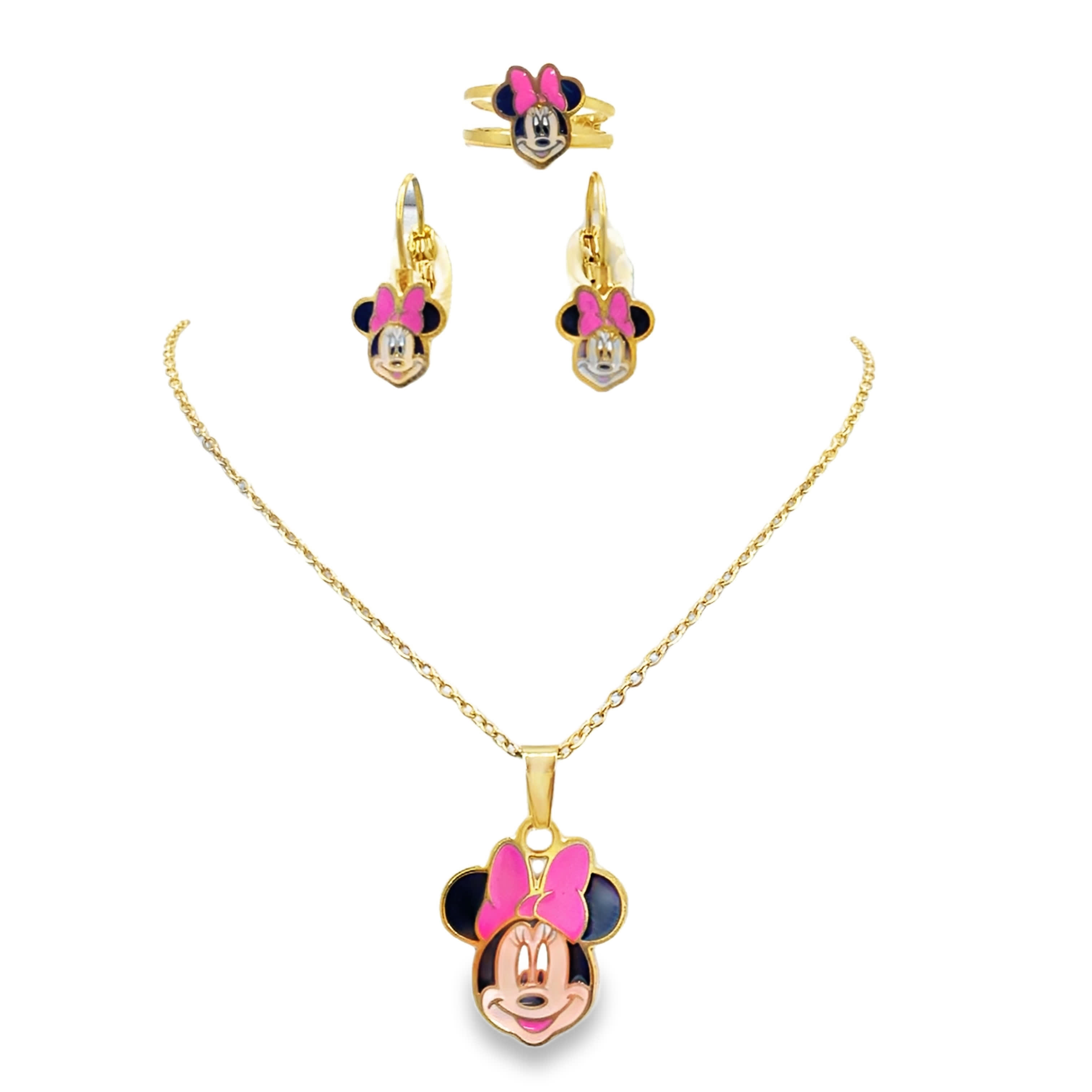 Fantazyjny naszyjnik z zawieszką z postacią z kreskówki z żółtego złota