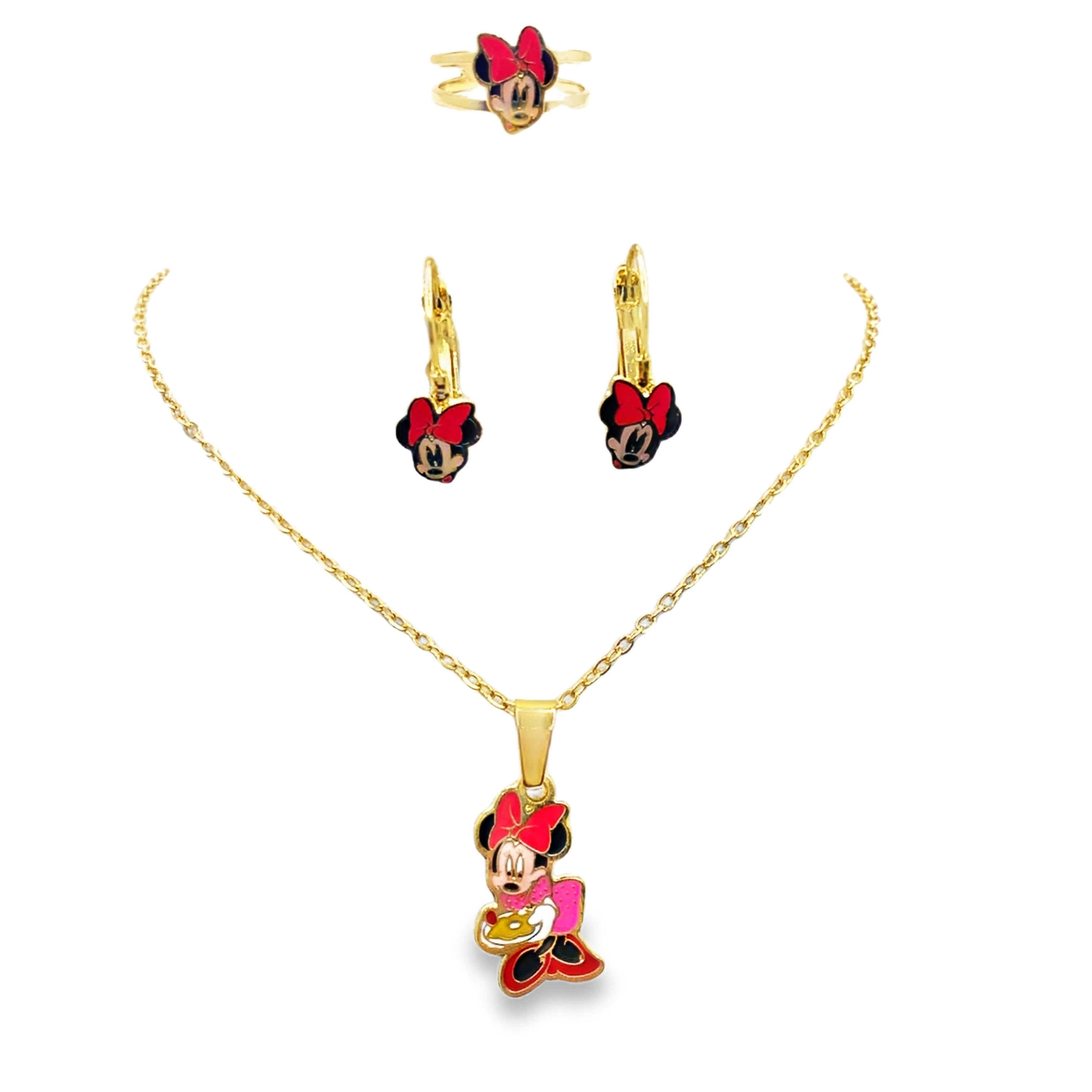 Fantazyjny naszyjnik z zawieszkami z żółtego złota z detalami emaliowanymi