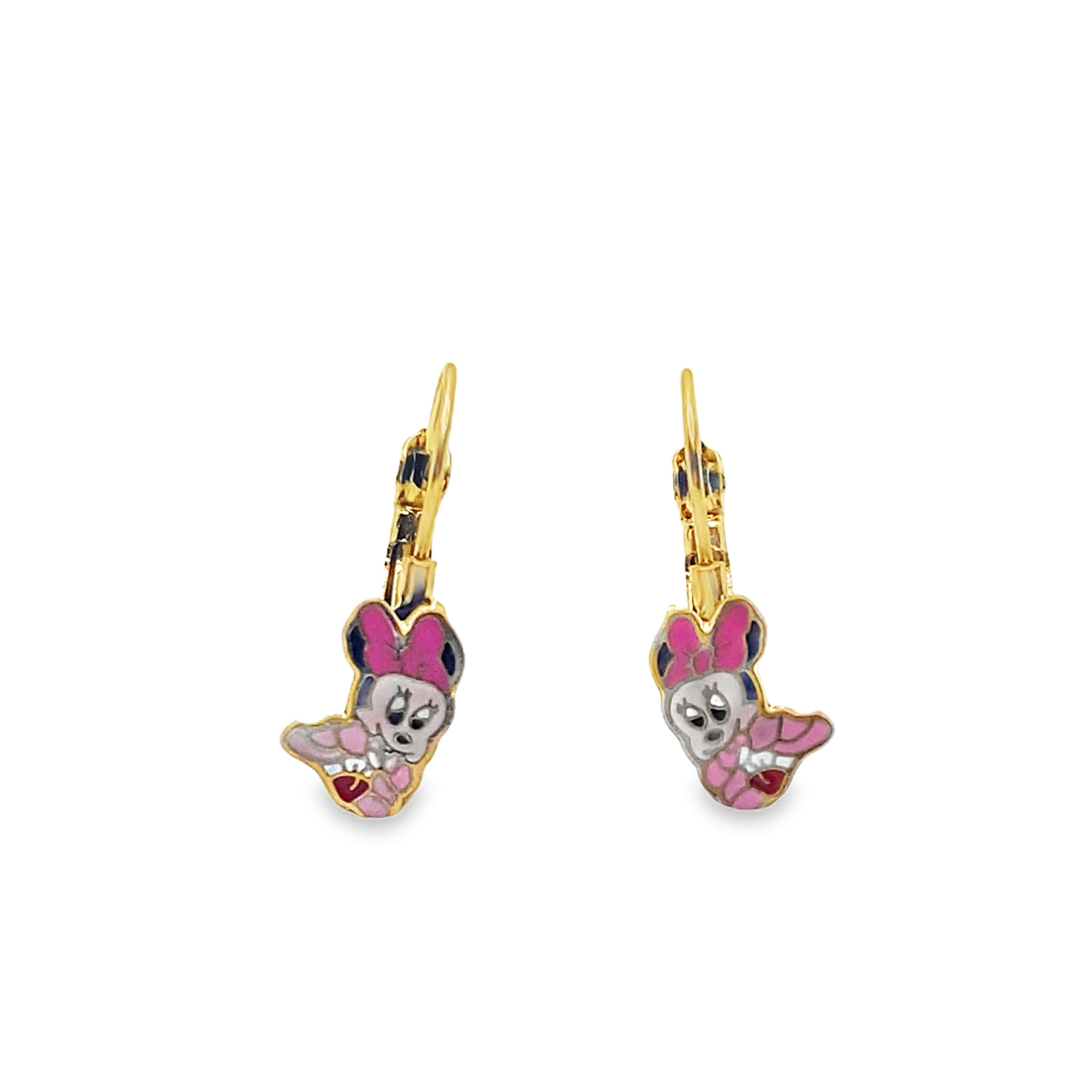 Kolczyki z żółtego złota z kreskówkowym wzorem