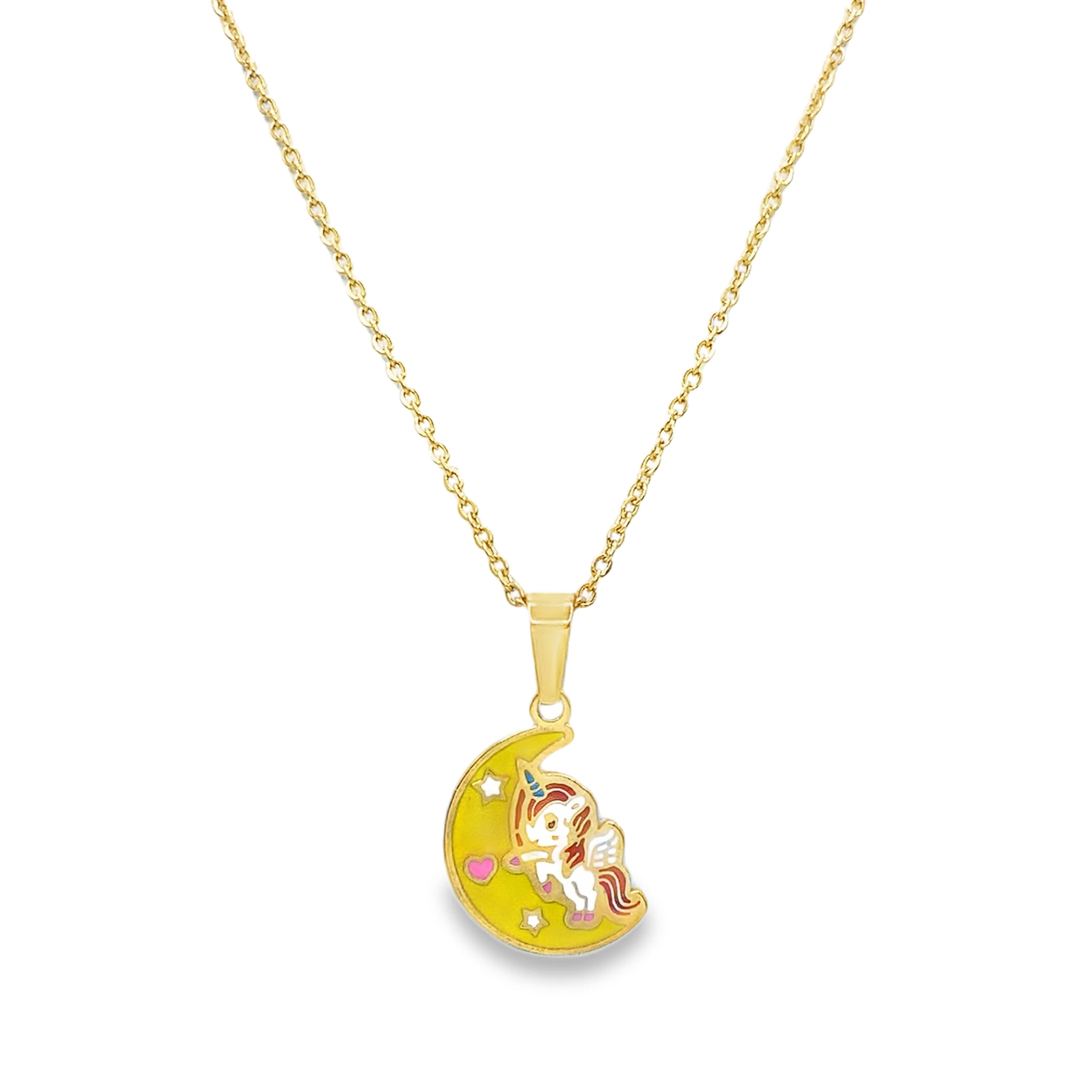 Yellow Gold Unicorn Charm Pendant Necklace