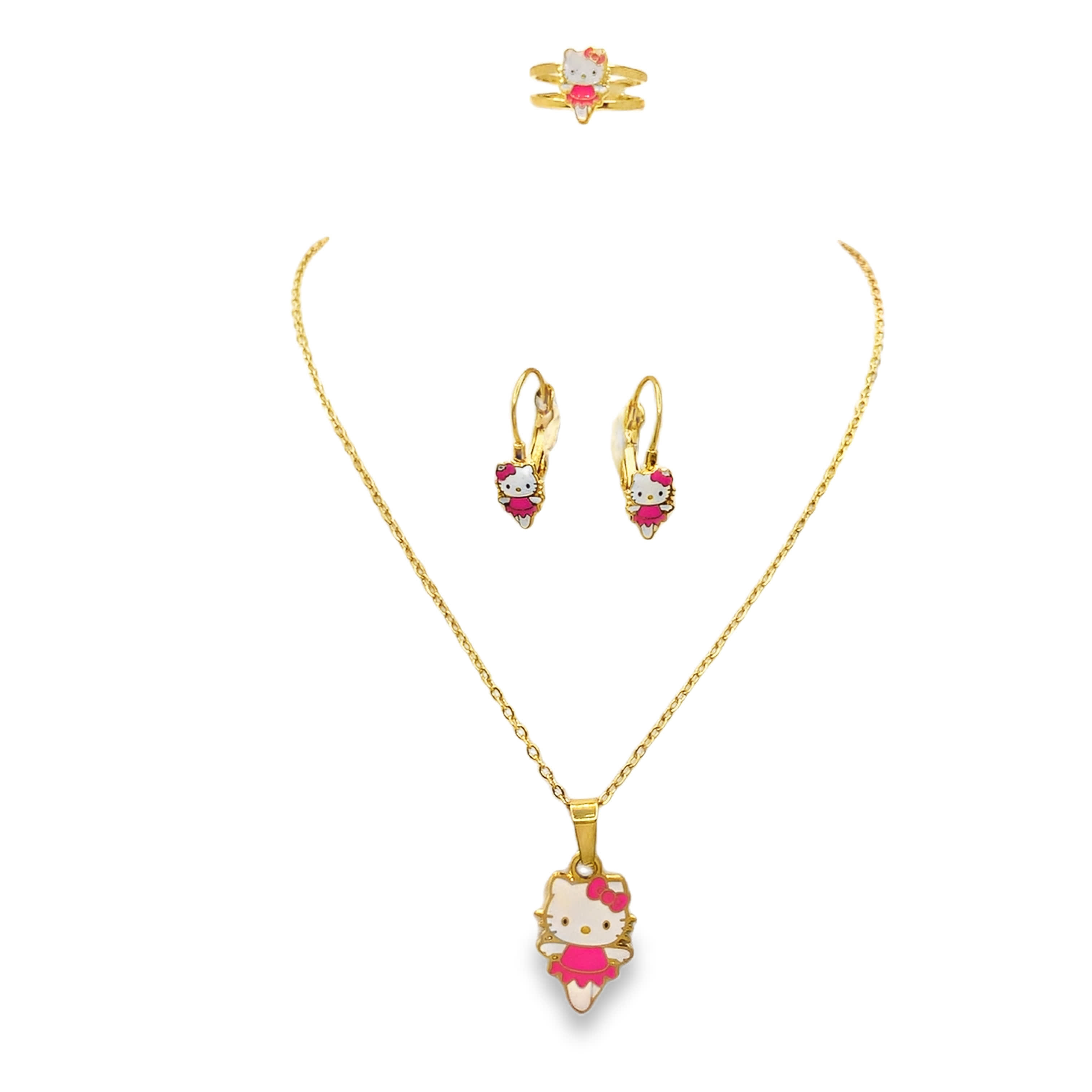 Naszyjnik z zawieszką w kształcie postaci z żółtego złota z ozdobnym wisiorkiem