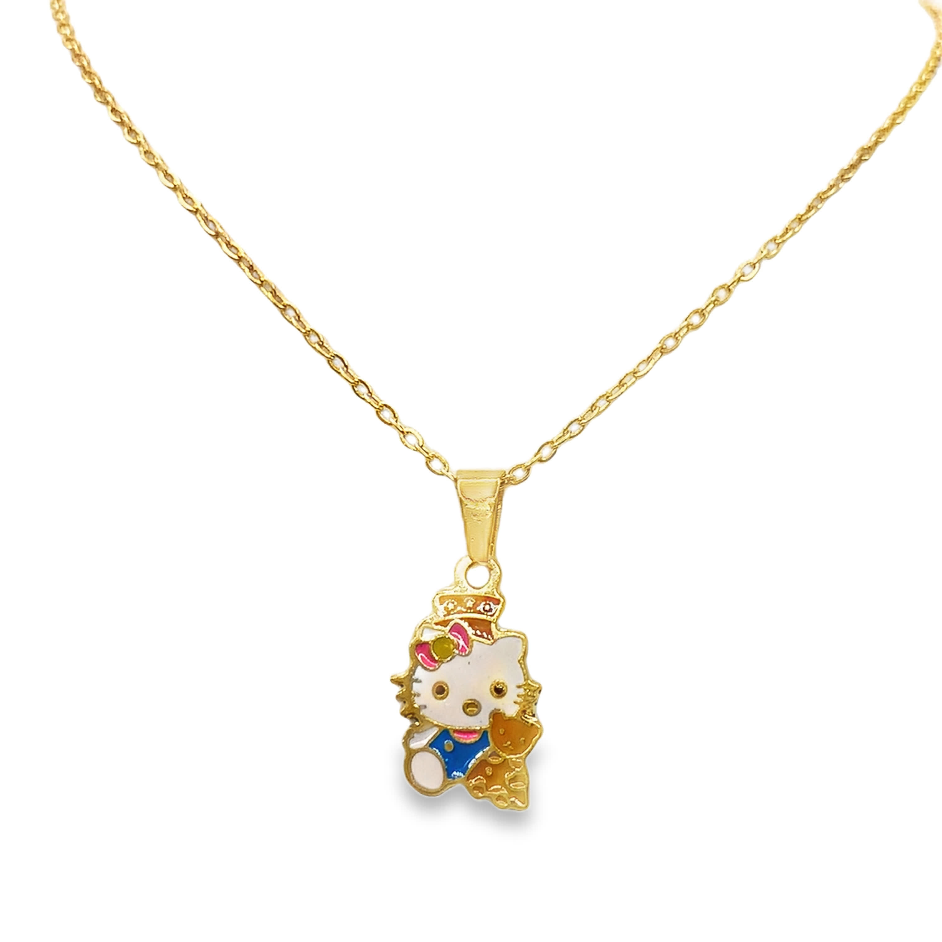 Naszyjnik z zawieszką z żółtego złota z wisiorkiem emaliowanym