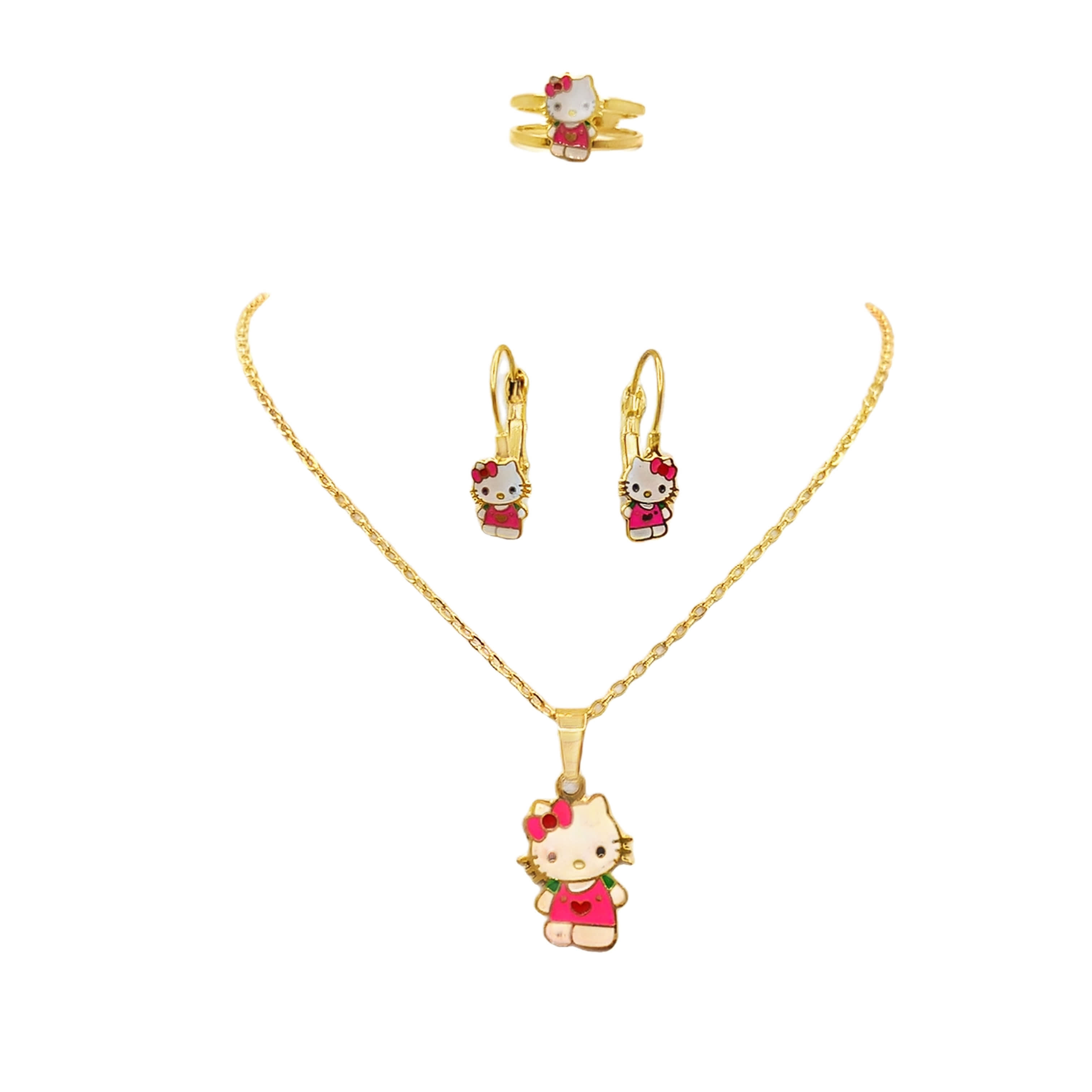 Złoty naszyjnik z zawieszkami Hello Kitty