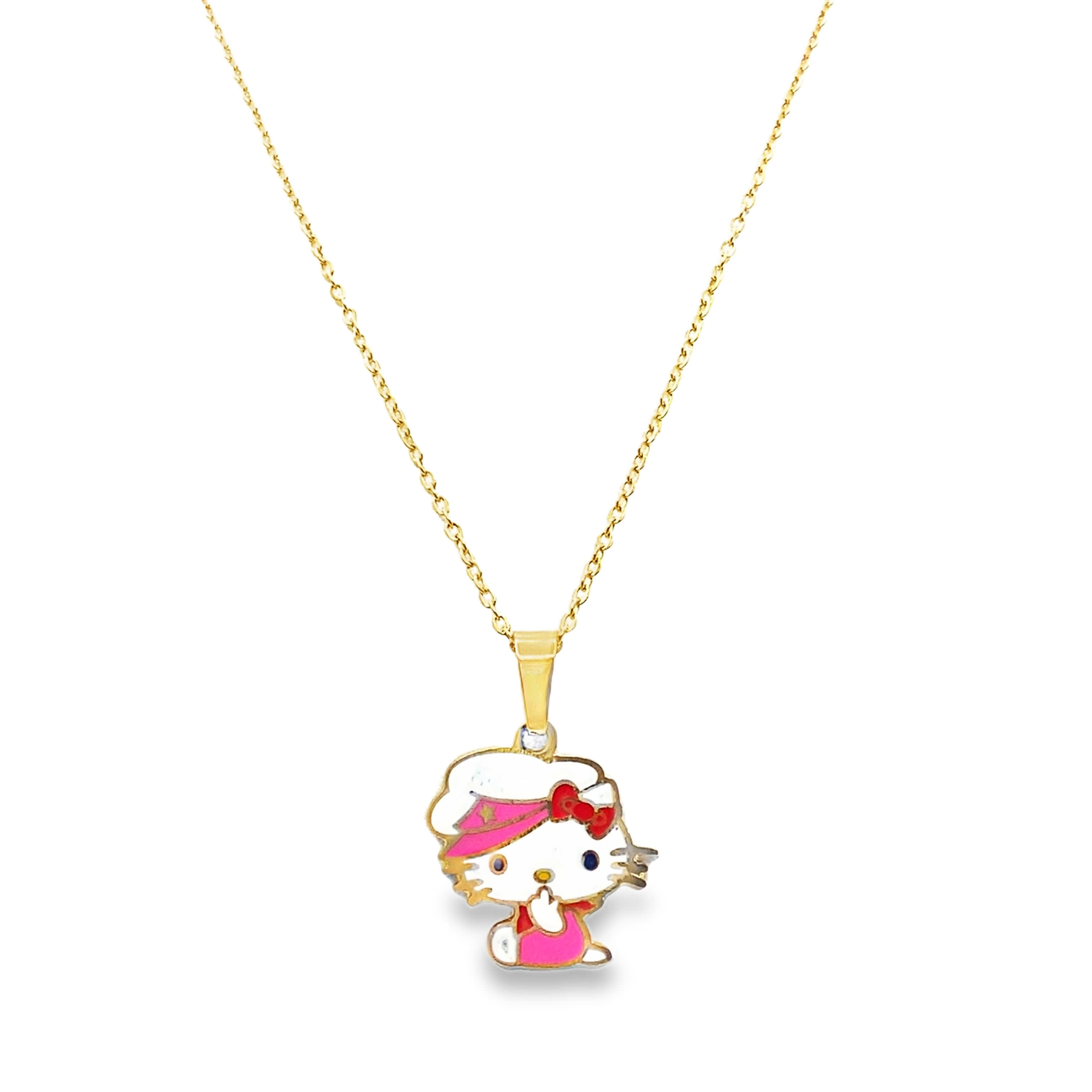 Fantazyjny naszyjnik z zawieszką Hello Kitty z żółtego złota