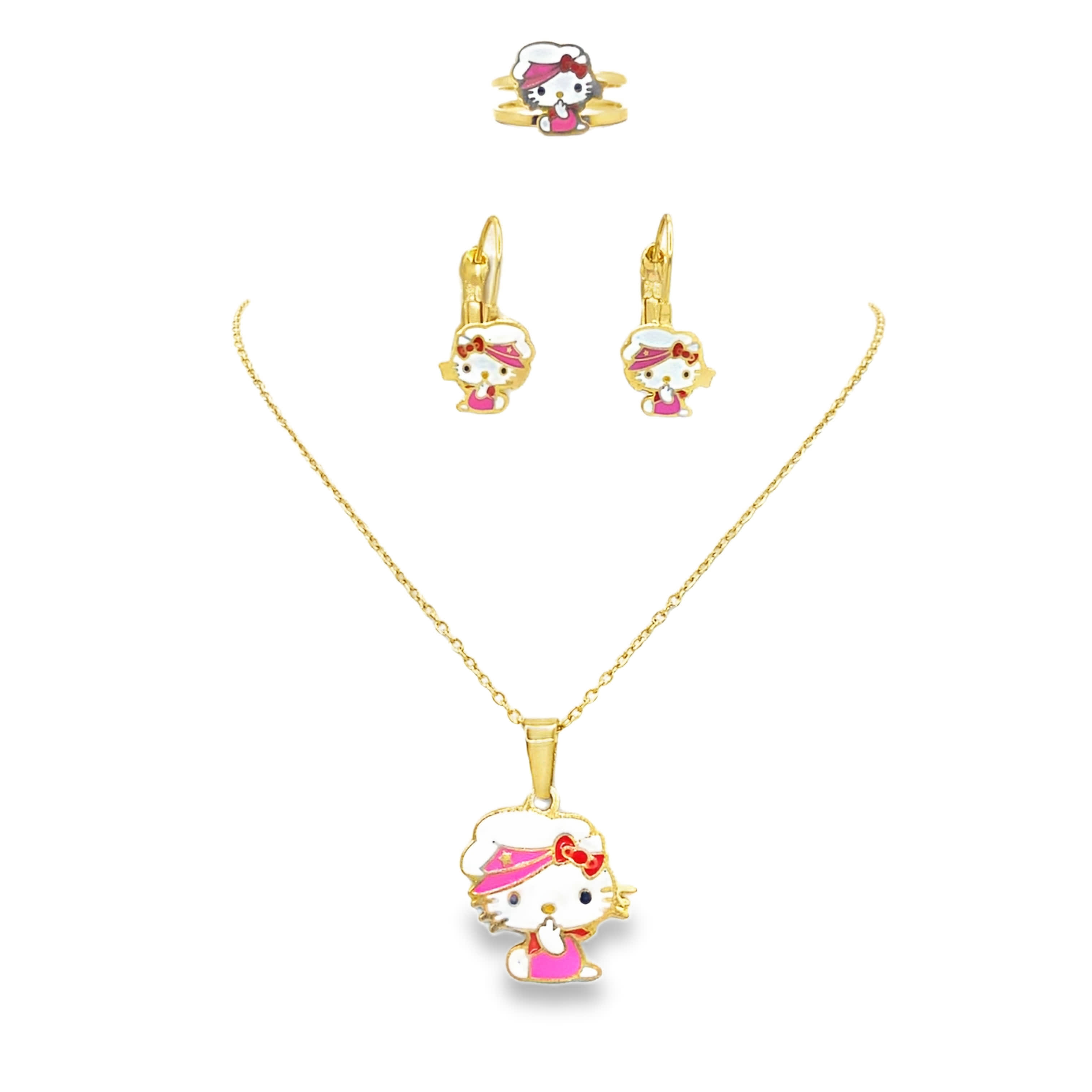 Fantazyjny naszyjnik z żółtego złota z zabawnymi rysunkami