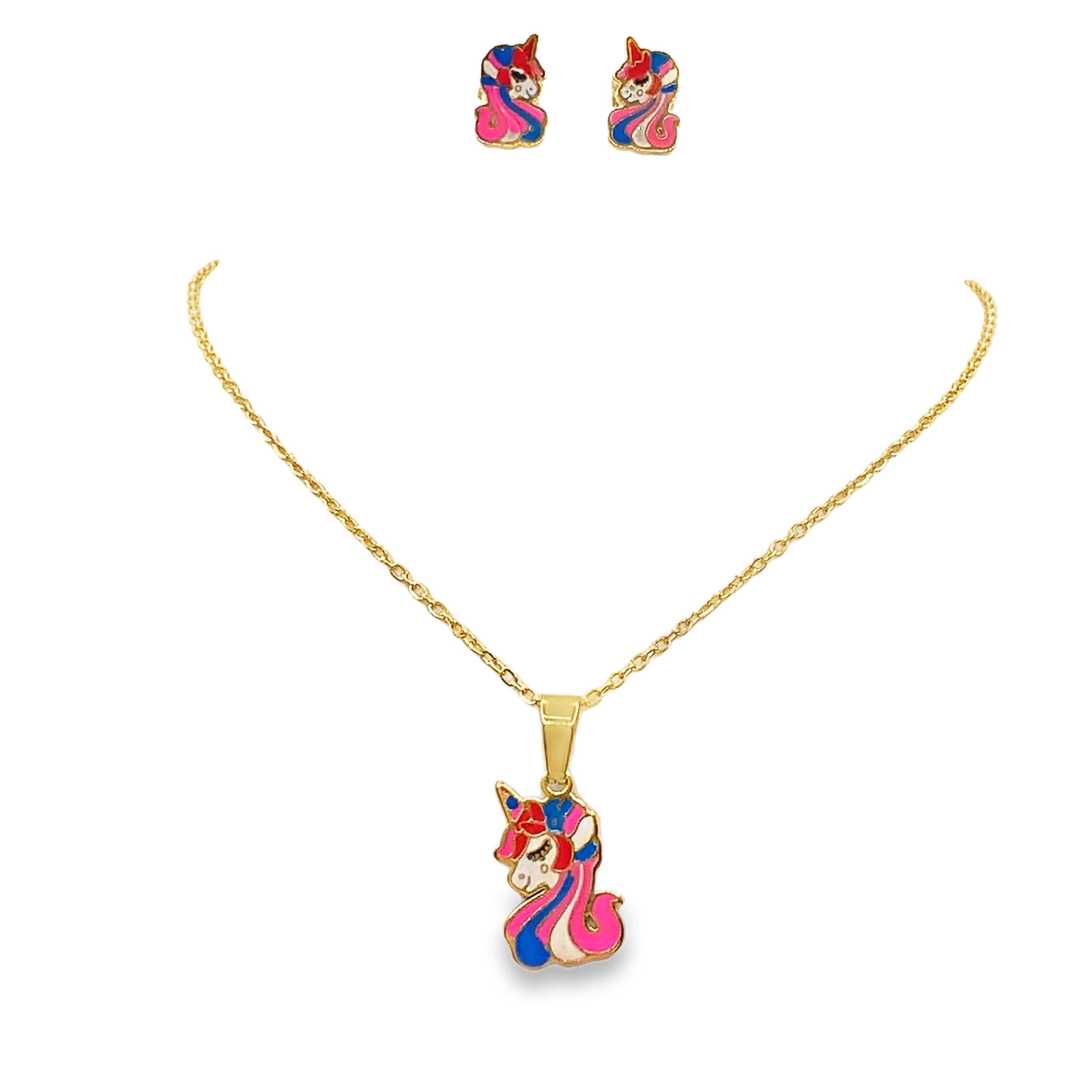 Naszyjnik z zawieszką w kształcie jednorożca z żółtego złota