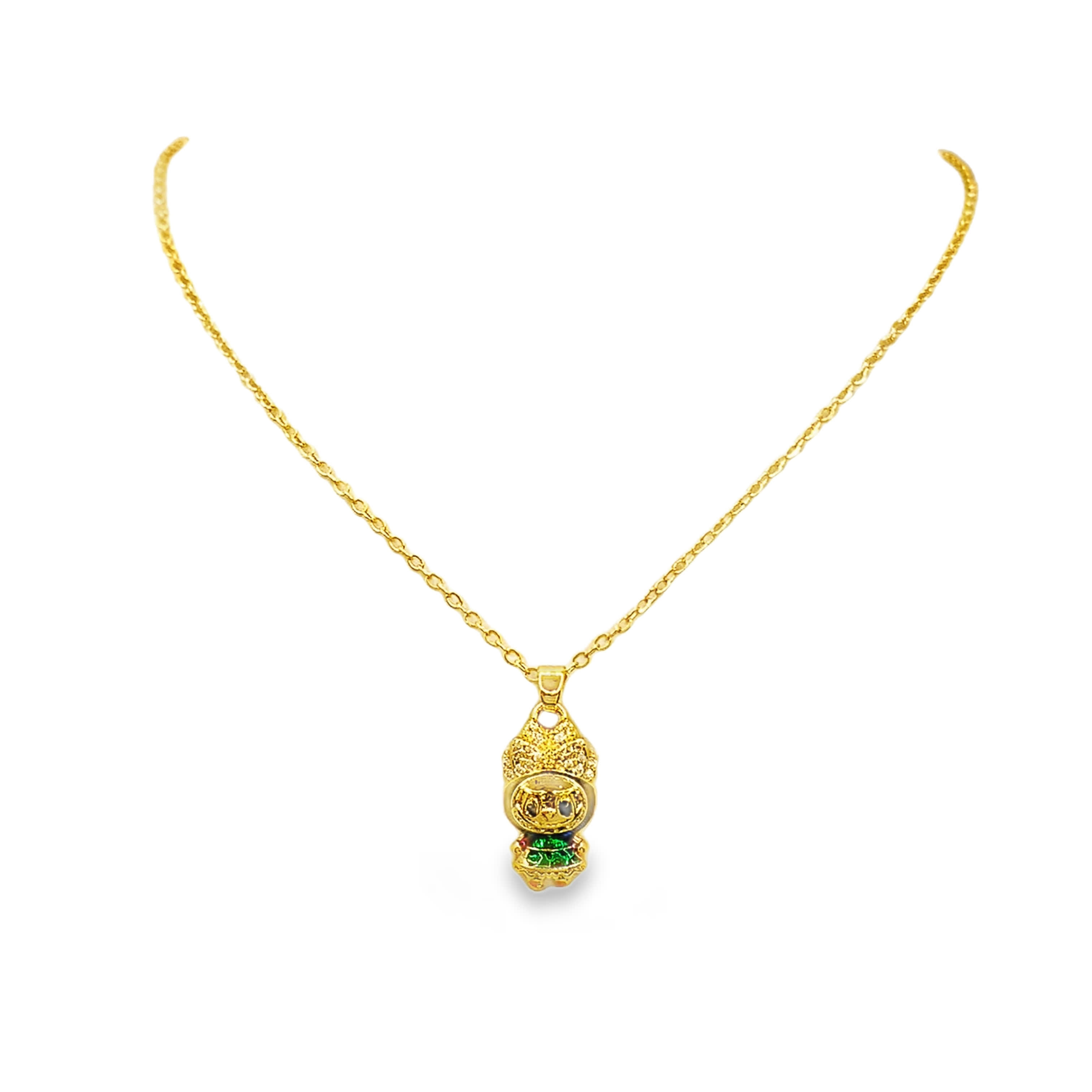 Naszyjnik z zawieszką w kształcie postaci z żółtego złota