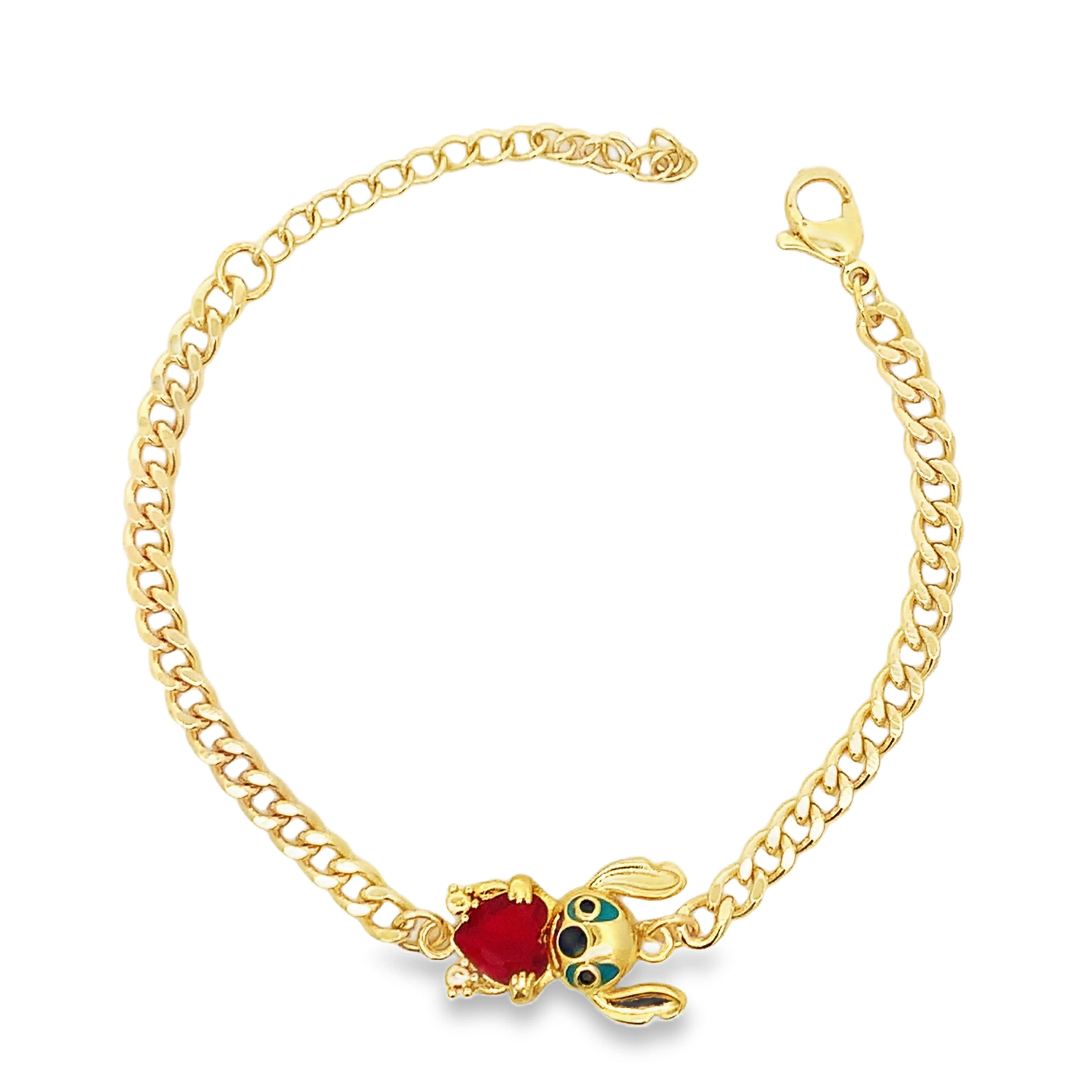 Bransoletka z żółtego złota z zawieszką w kształcie króliczka