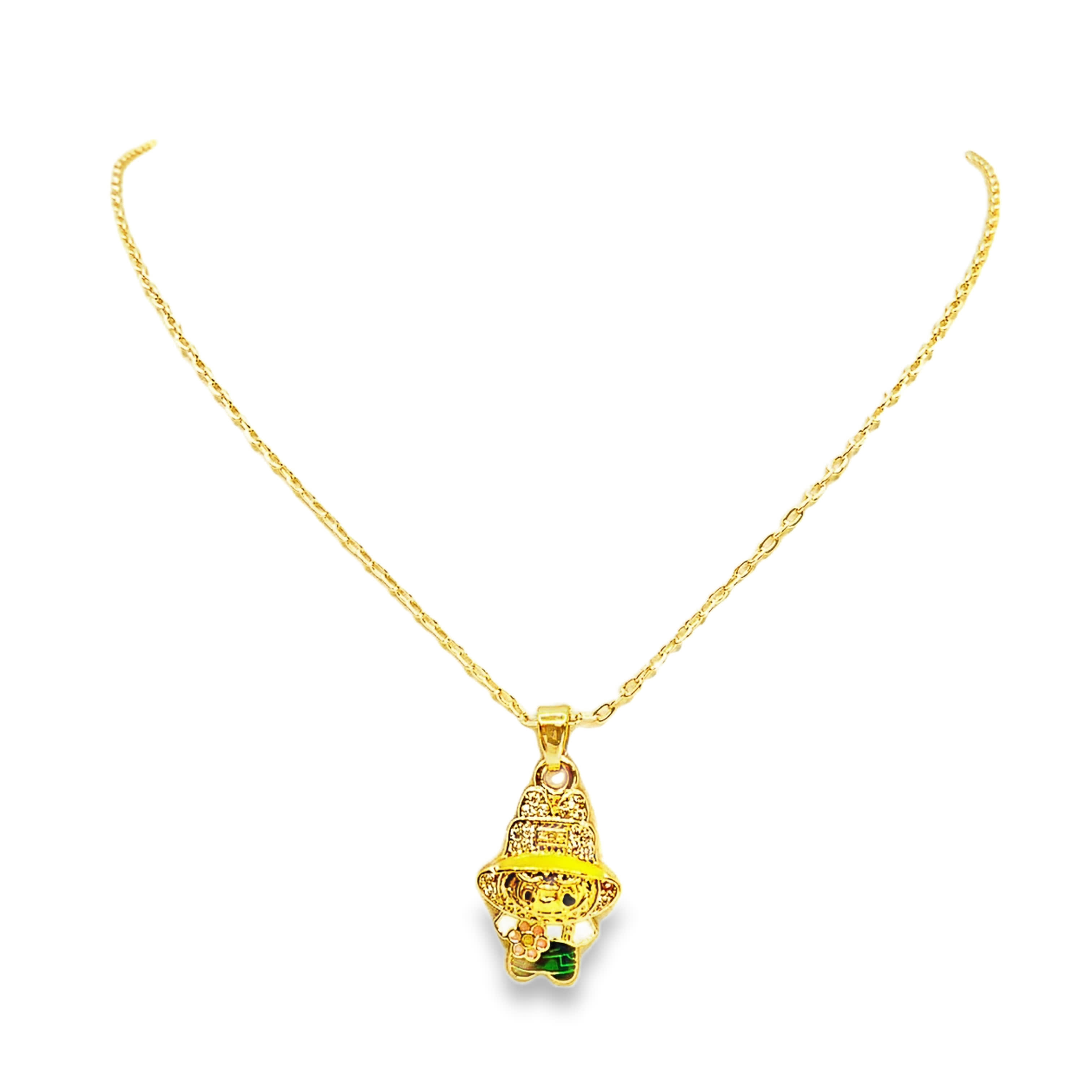 Naszyjnik z żółtego złota z zawieszką w kształcie kreskówki