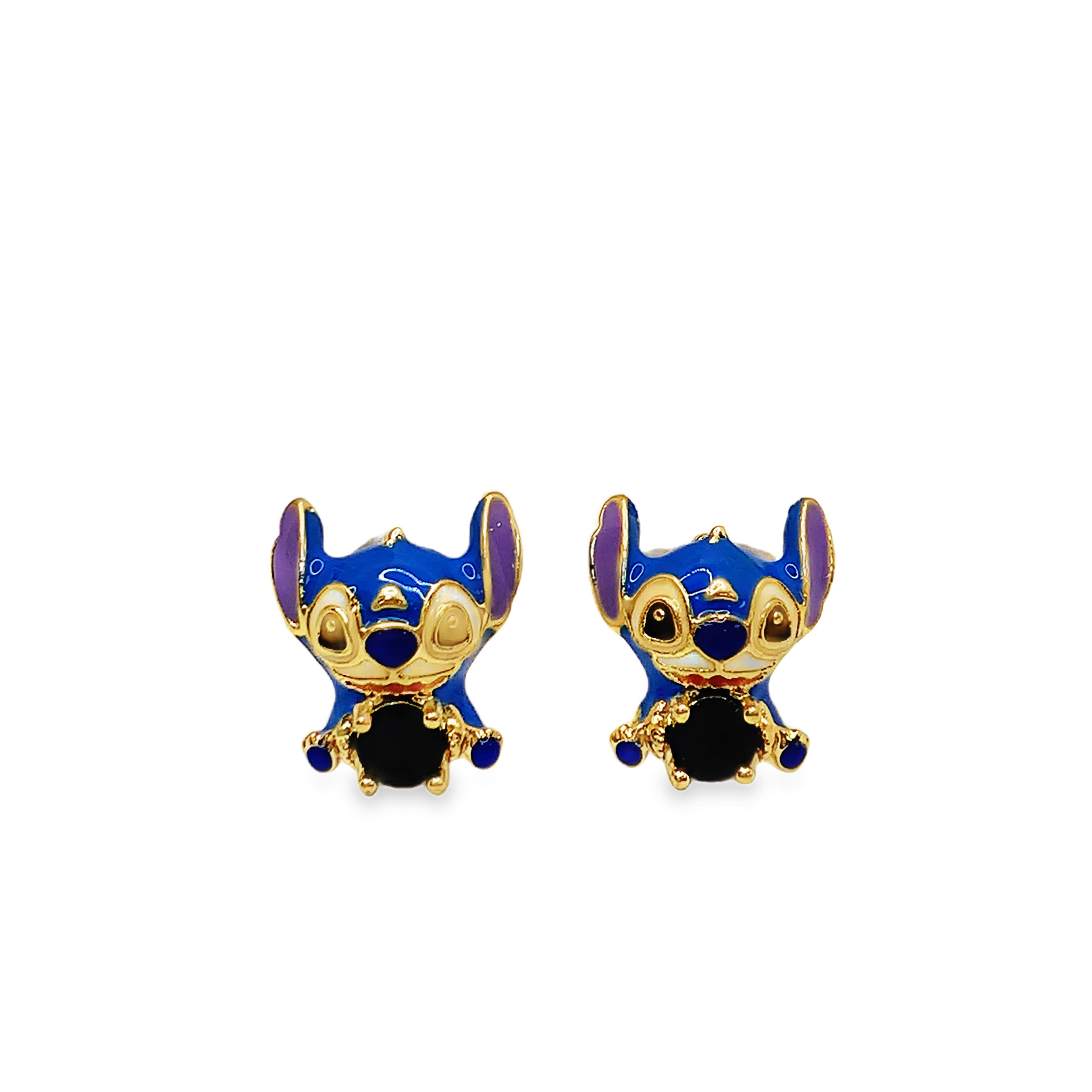 Stylized Character Yellow Gold Stud Earrings