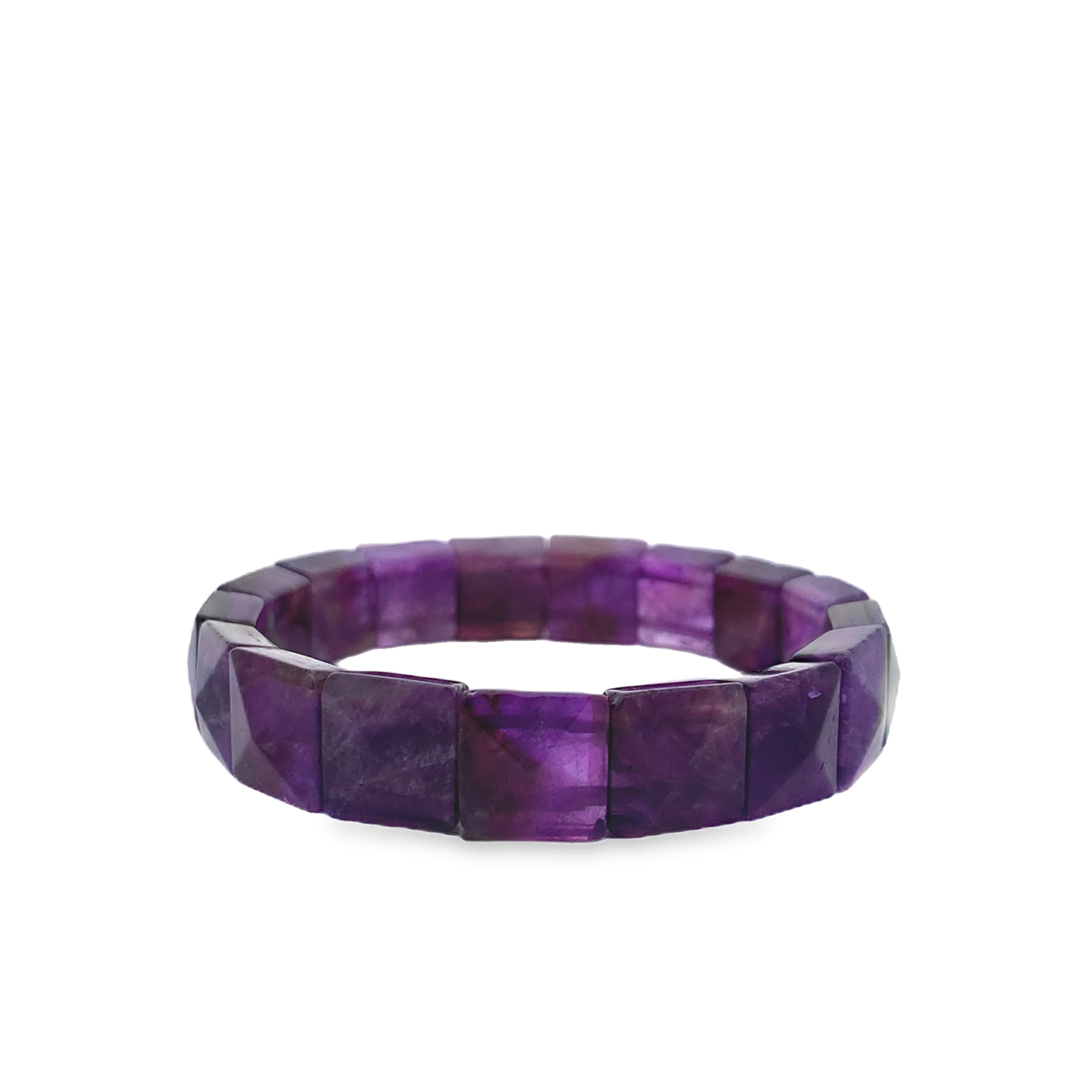 Bransoletka koralikowa z ametystem i kwadratowymi kaboszonami