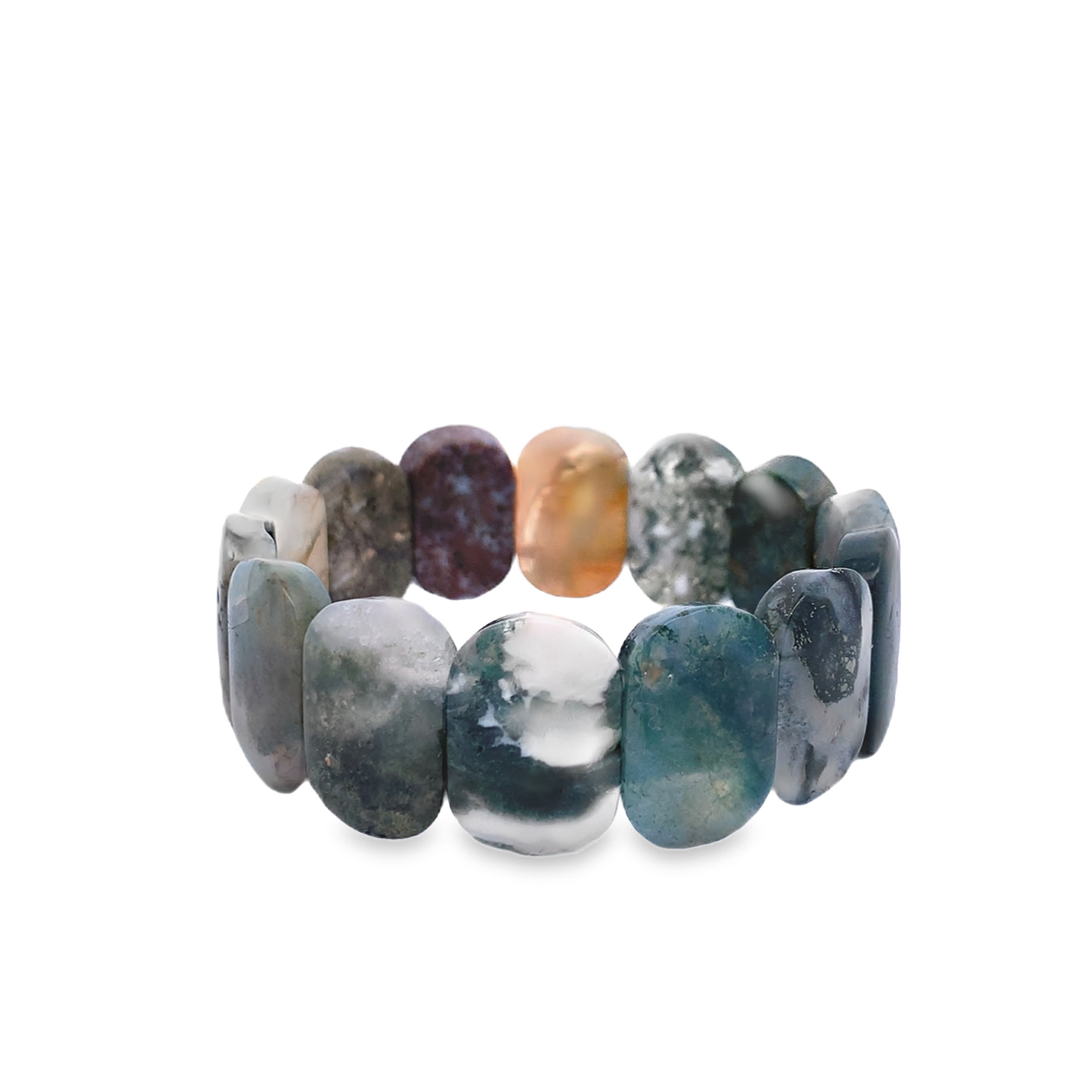 Bransoletka koralikowa z zielonymi kamieniami agatu kaboszonowego