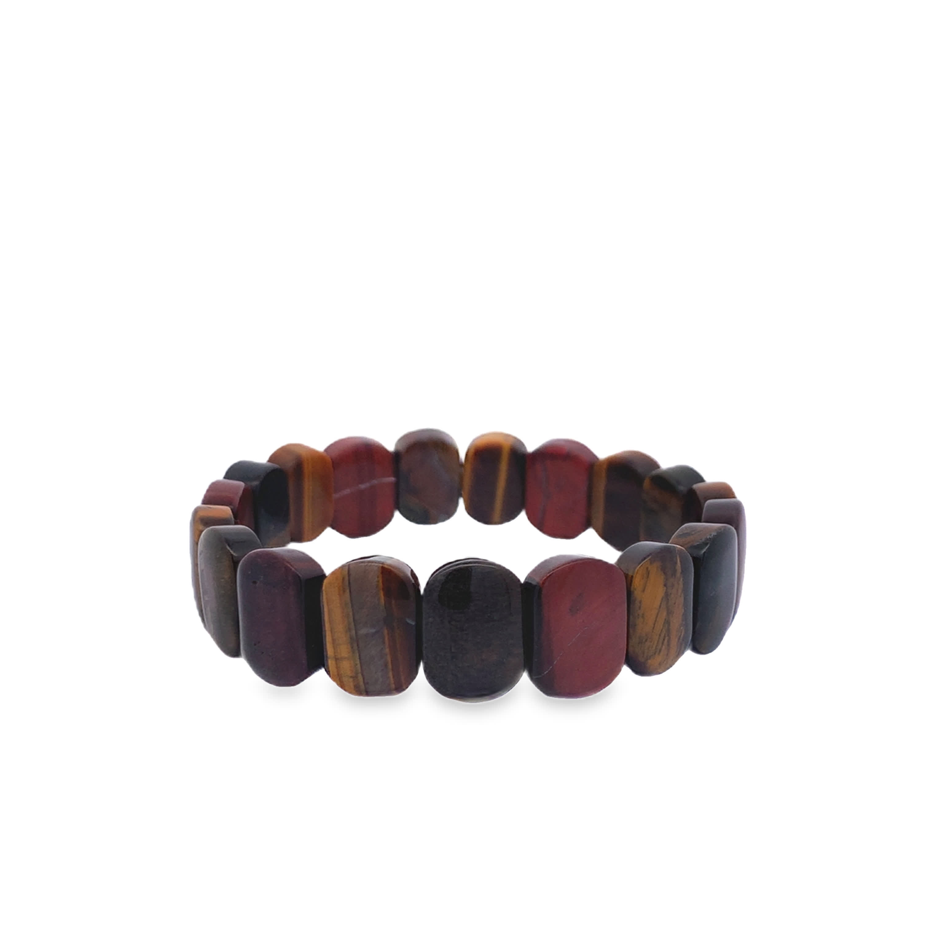 Bransoletka koralikowa z kaboszonowym agatem w polerowanych pomarańczowych odcieniach