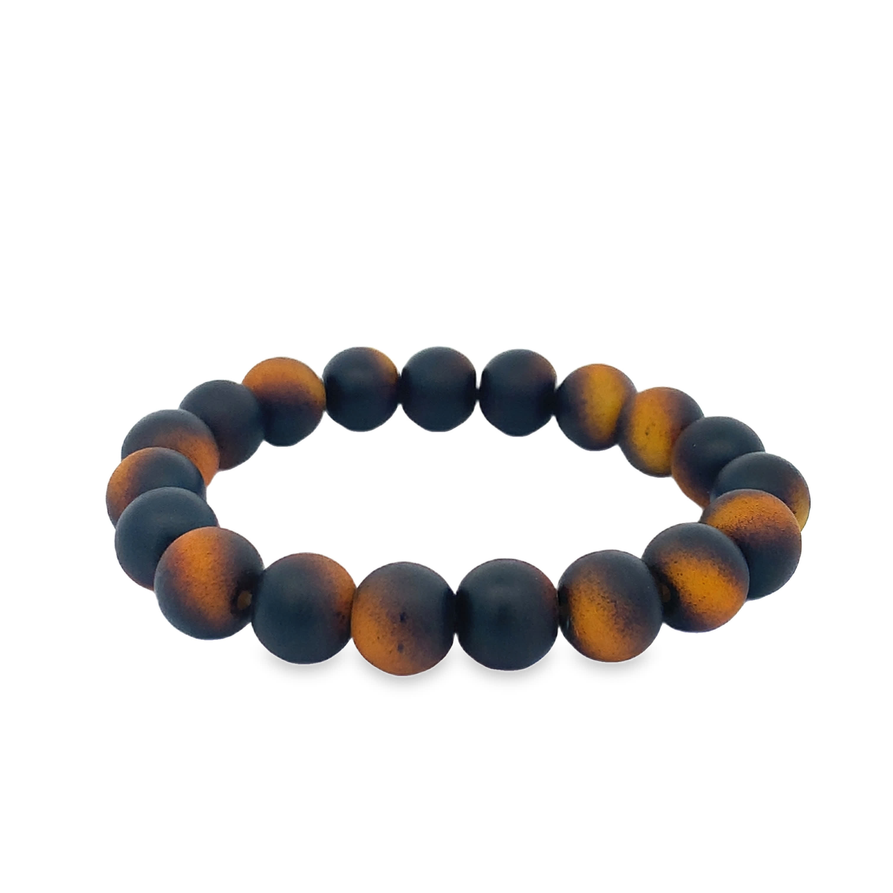 Bransoletka z koralików z okrągłym, pomarańczowym agatem w szlifie kaboszonowym