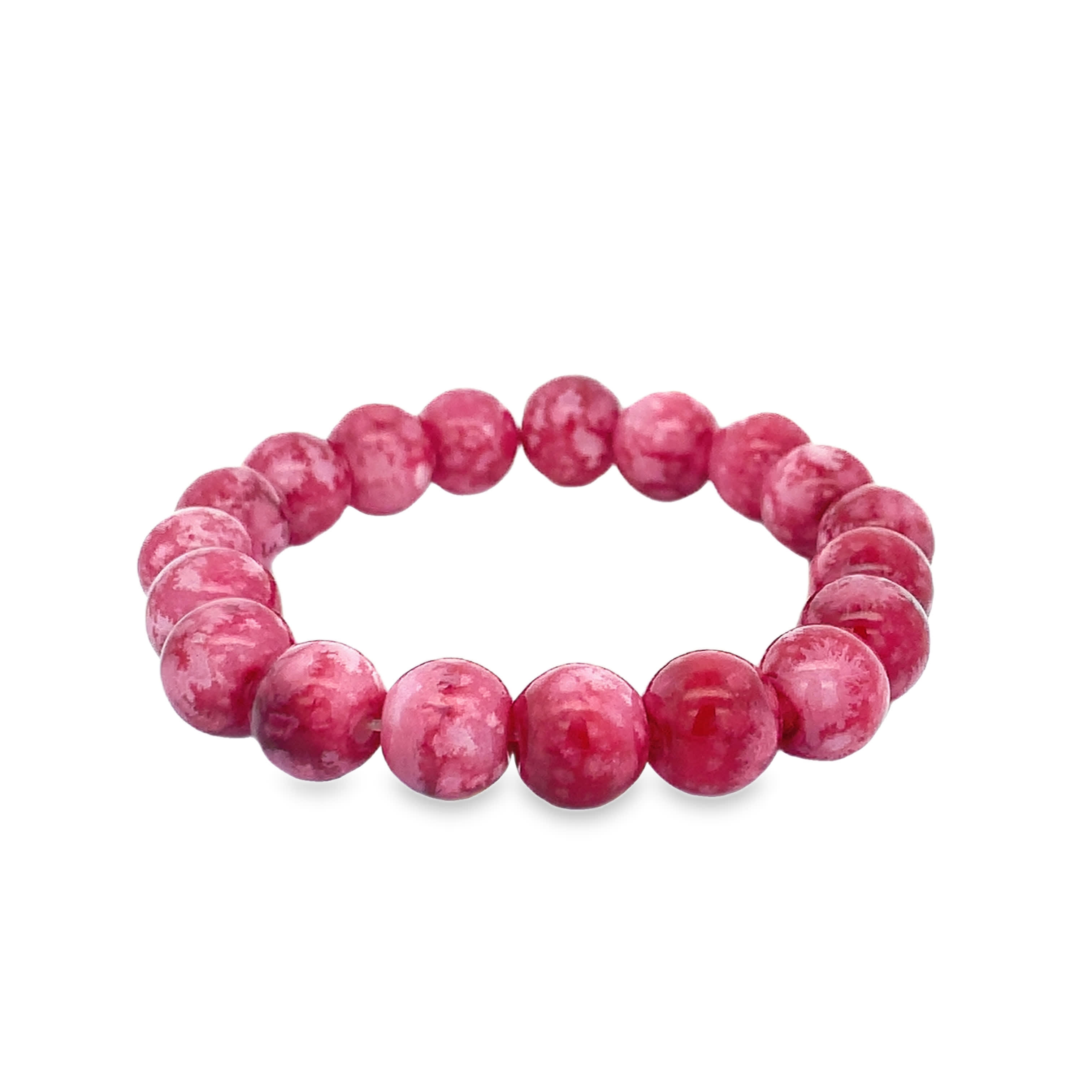 Bransoletka z koralików z kaboszonami z agatu w kolorze czerwonopomarańczowym