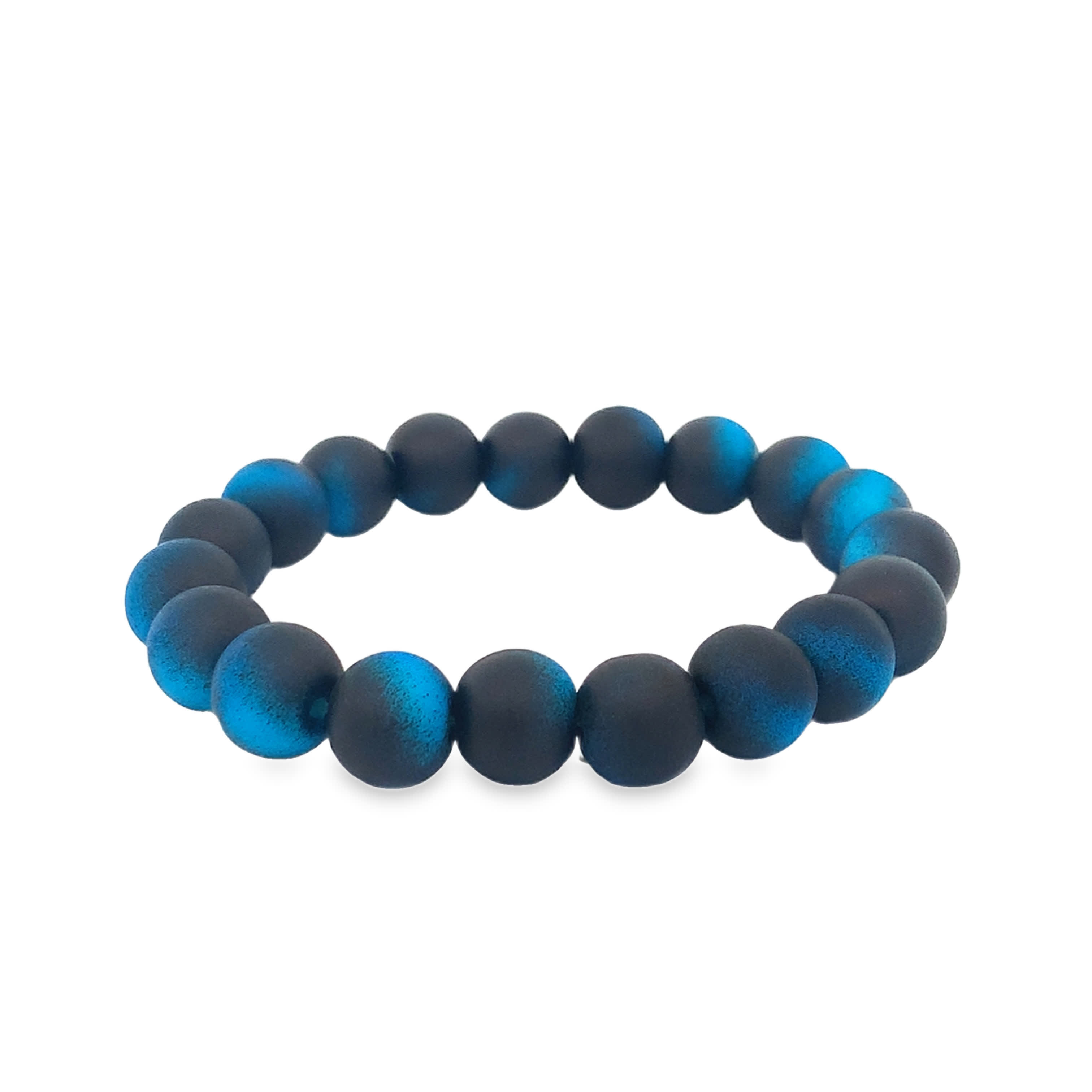 Bransoletka z okrągłych koralików z ciemnoniebieskiego agatu