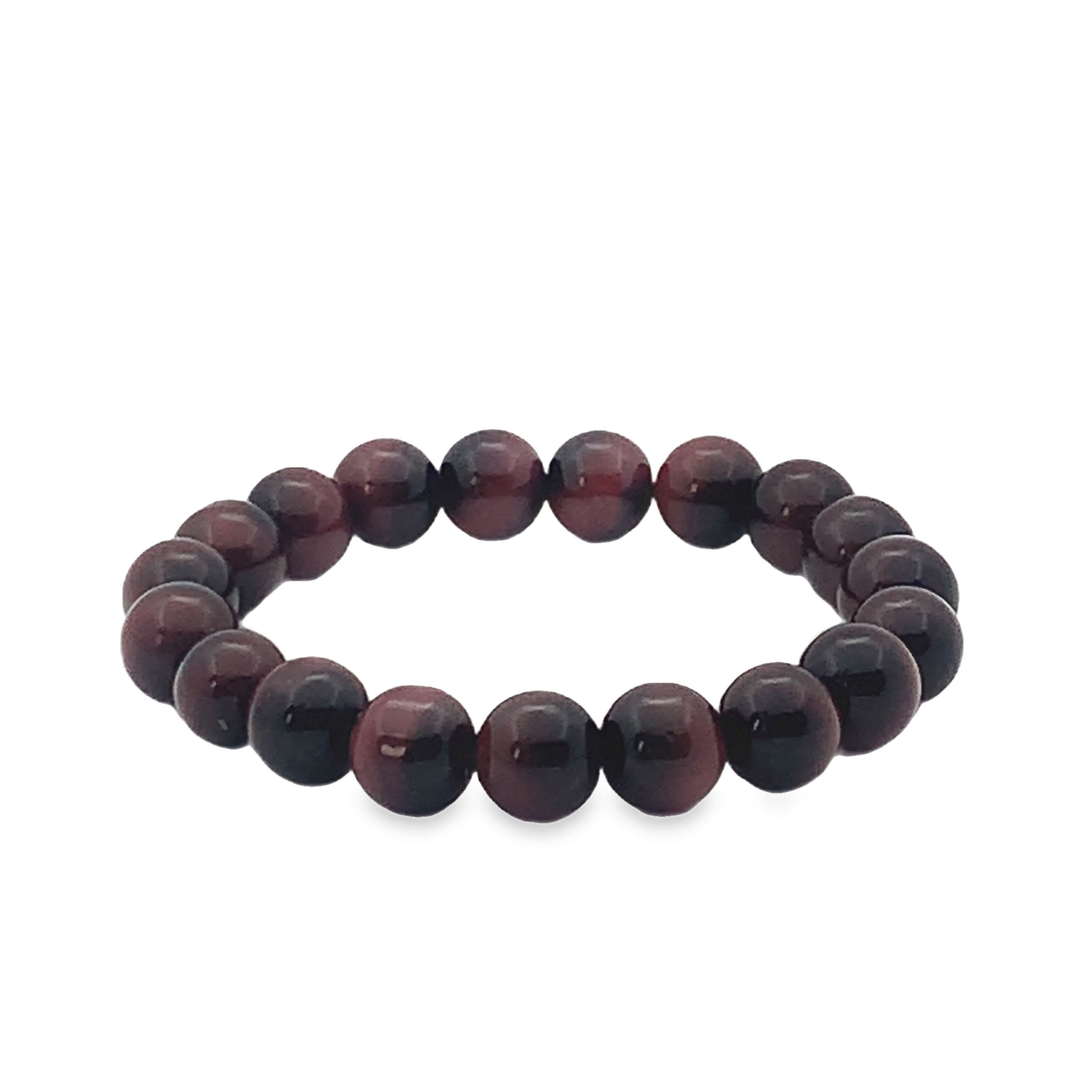 Bransoletka z agatu z okrągłymi, czerwonymi koralikami kaboszonowymi