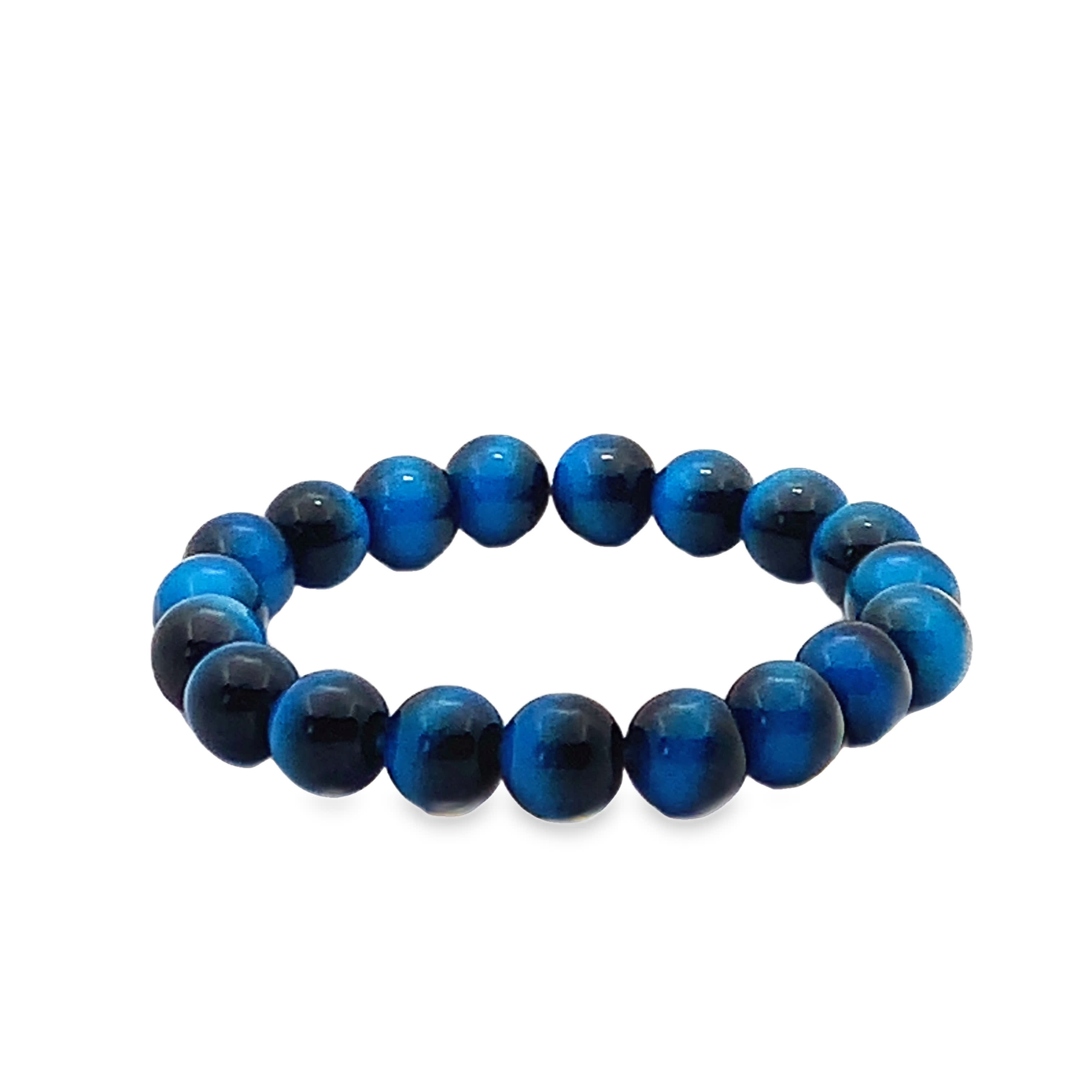Bransoletka z koralików z niebieskiego agatu, klasyczne okrągłe koraliki kaboszonowe