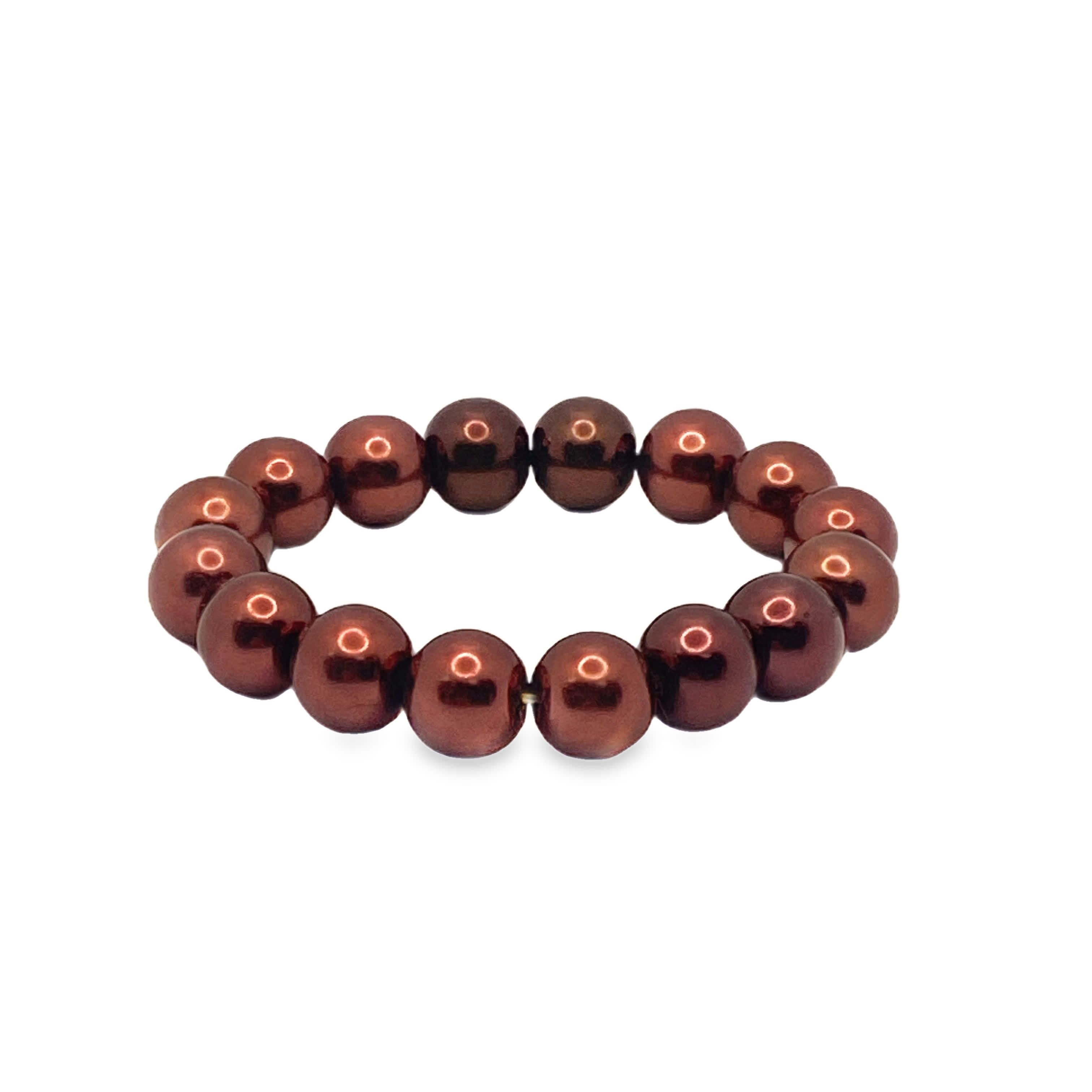 Bransoletka z czerwonych pereł z okrągłymi koralikami i szlifem kaboszonowym