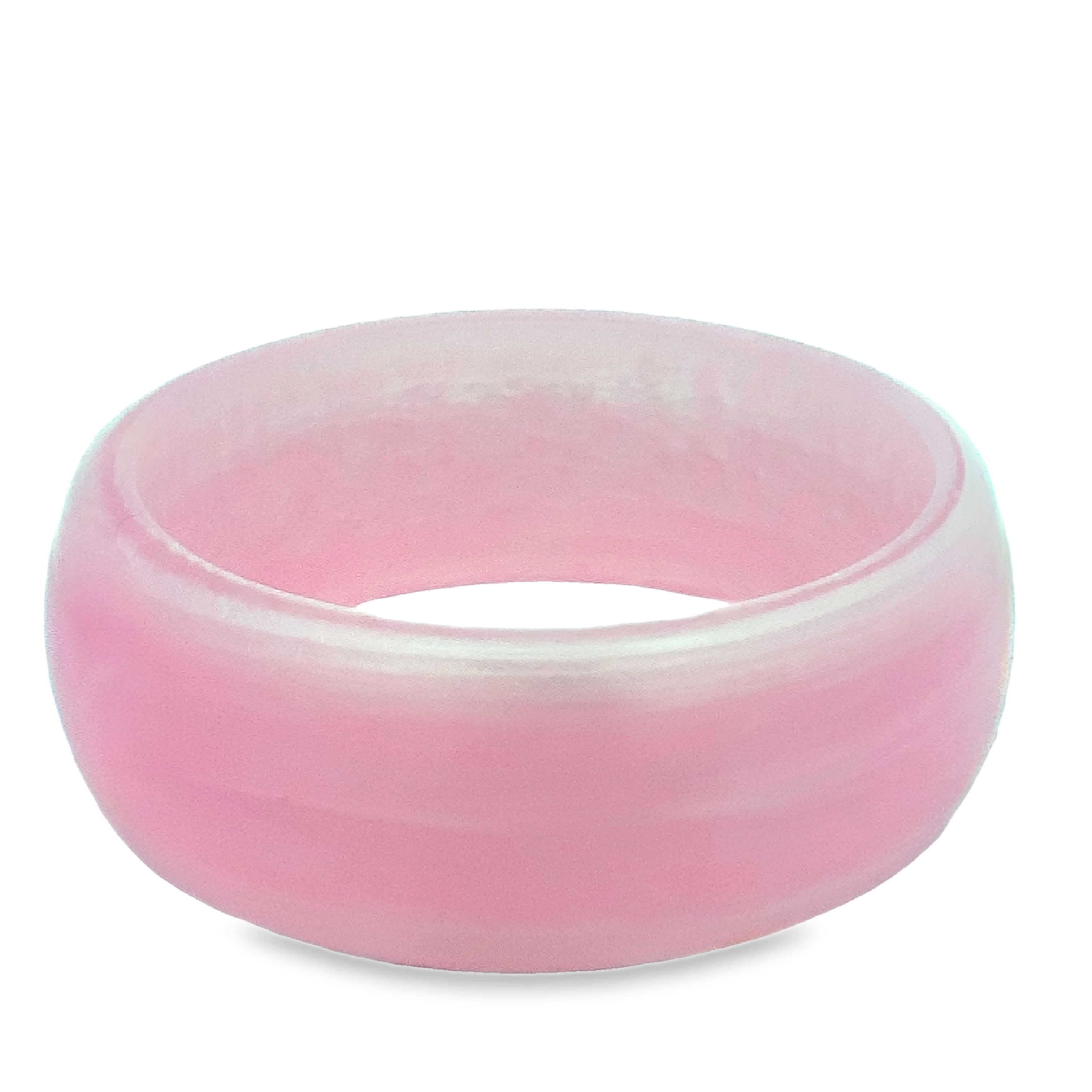 Pierścień z różowego kwarcu z kaboszonem, materiał niemetalowy