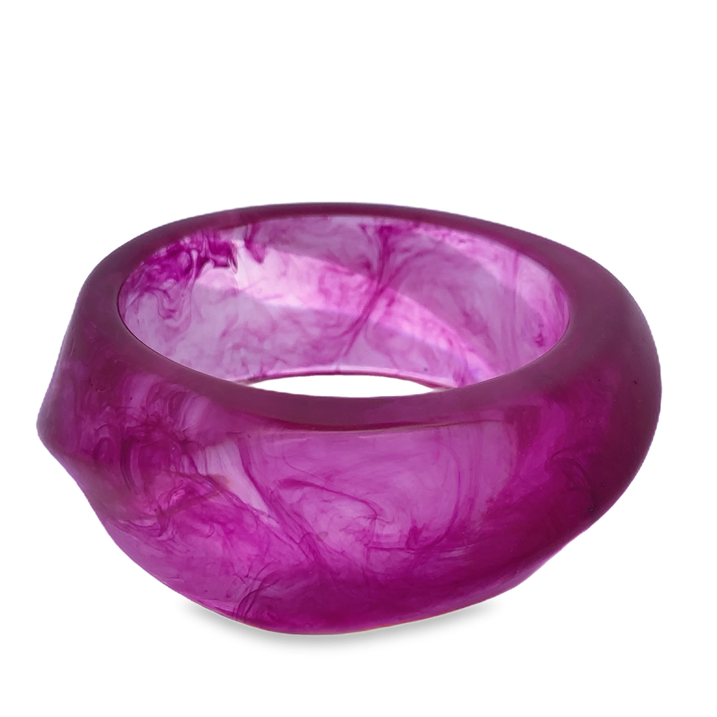 Współczesny fioletowy marmurkowy pierścionek modowy bez metalu