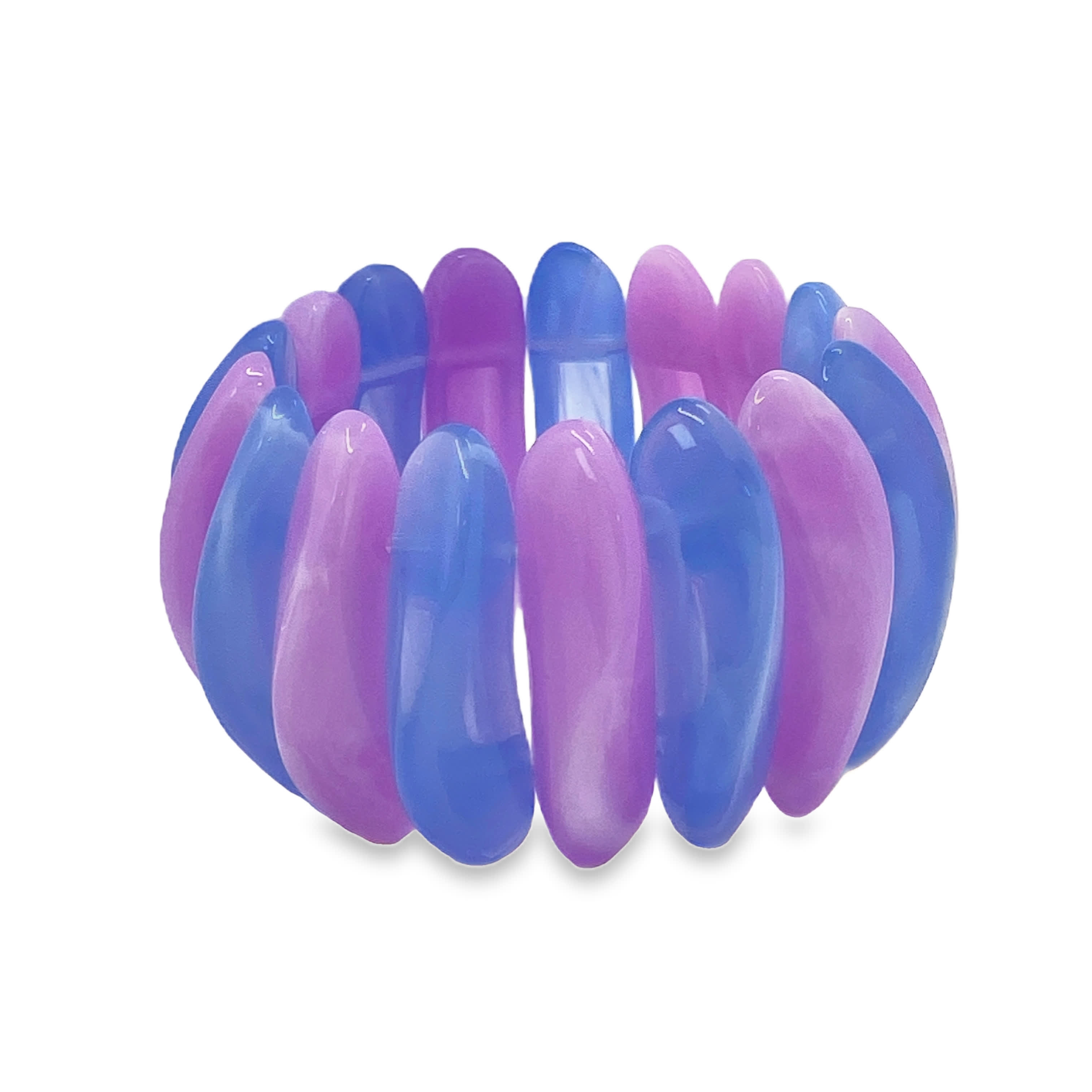 Jasnoniebiesko-liliowa bransoletka z koralików