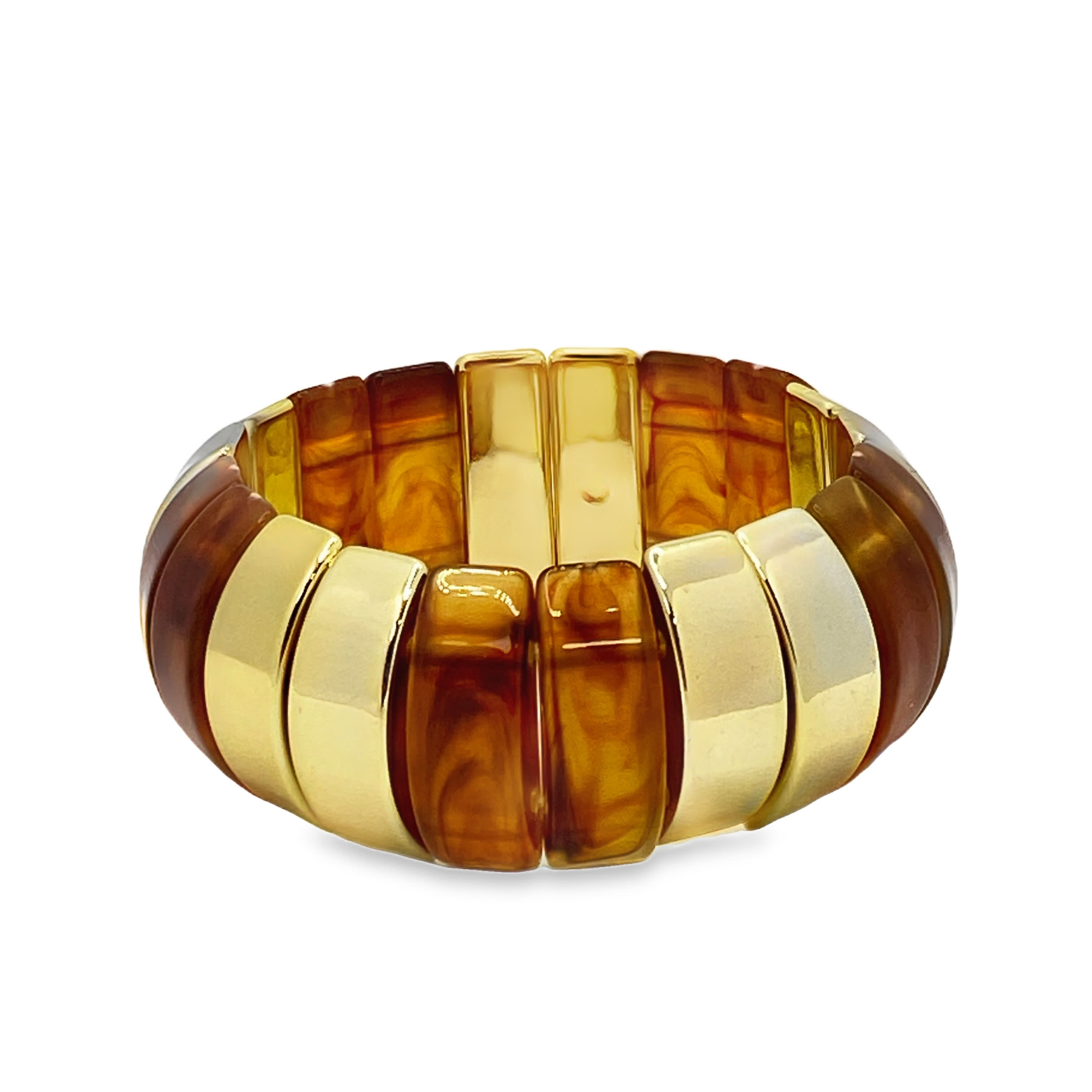 Elegancka bransoletka bez metalu  z marmurkowym brązowym panelem