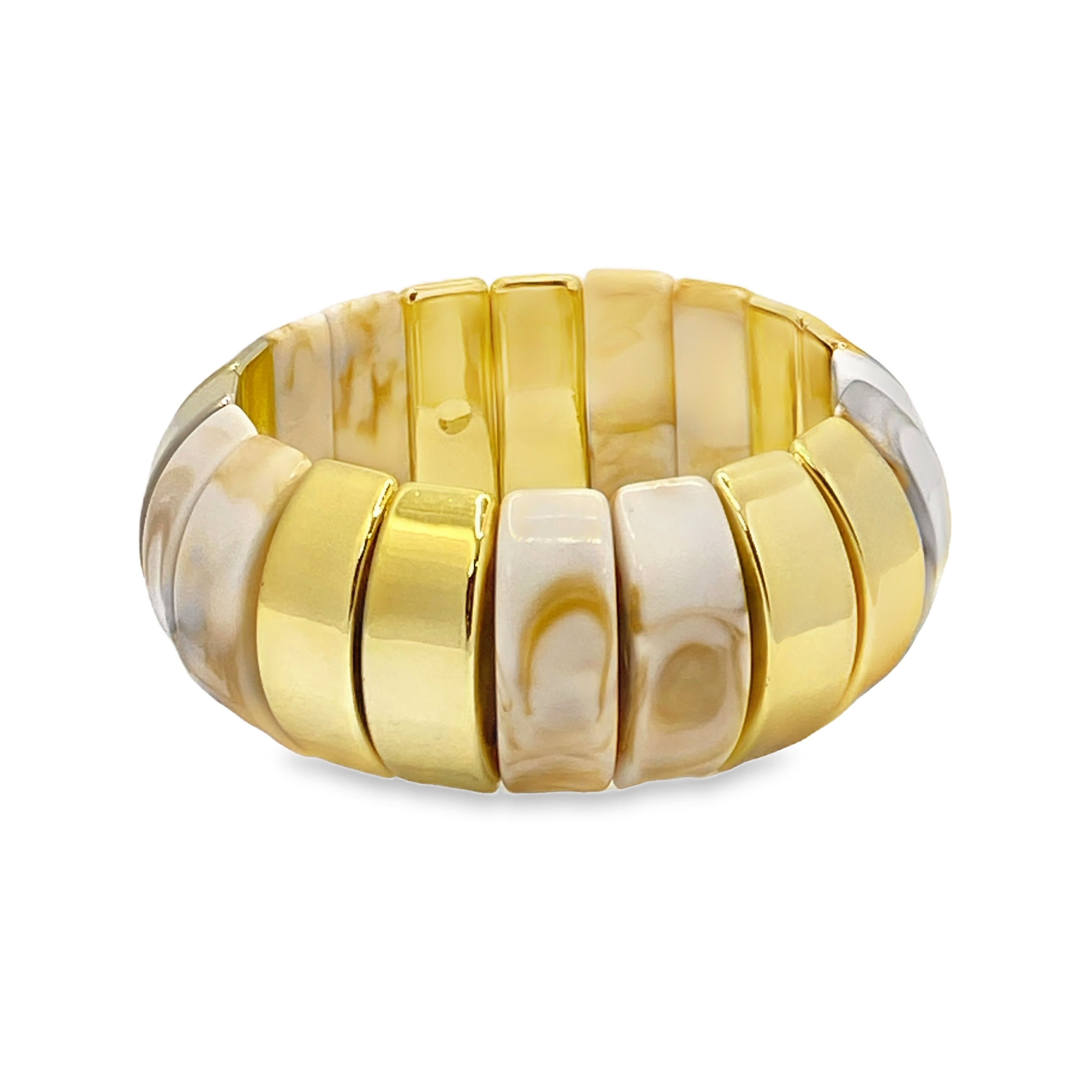 Nowoczesna bransoletka z żywicy marmurkowej i żółtego metalu