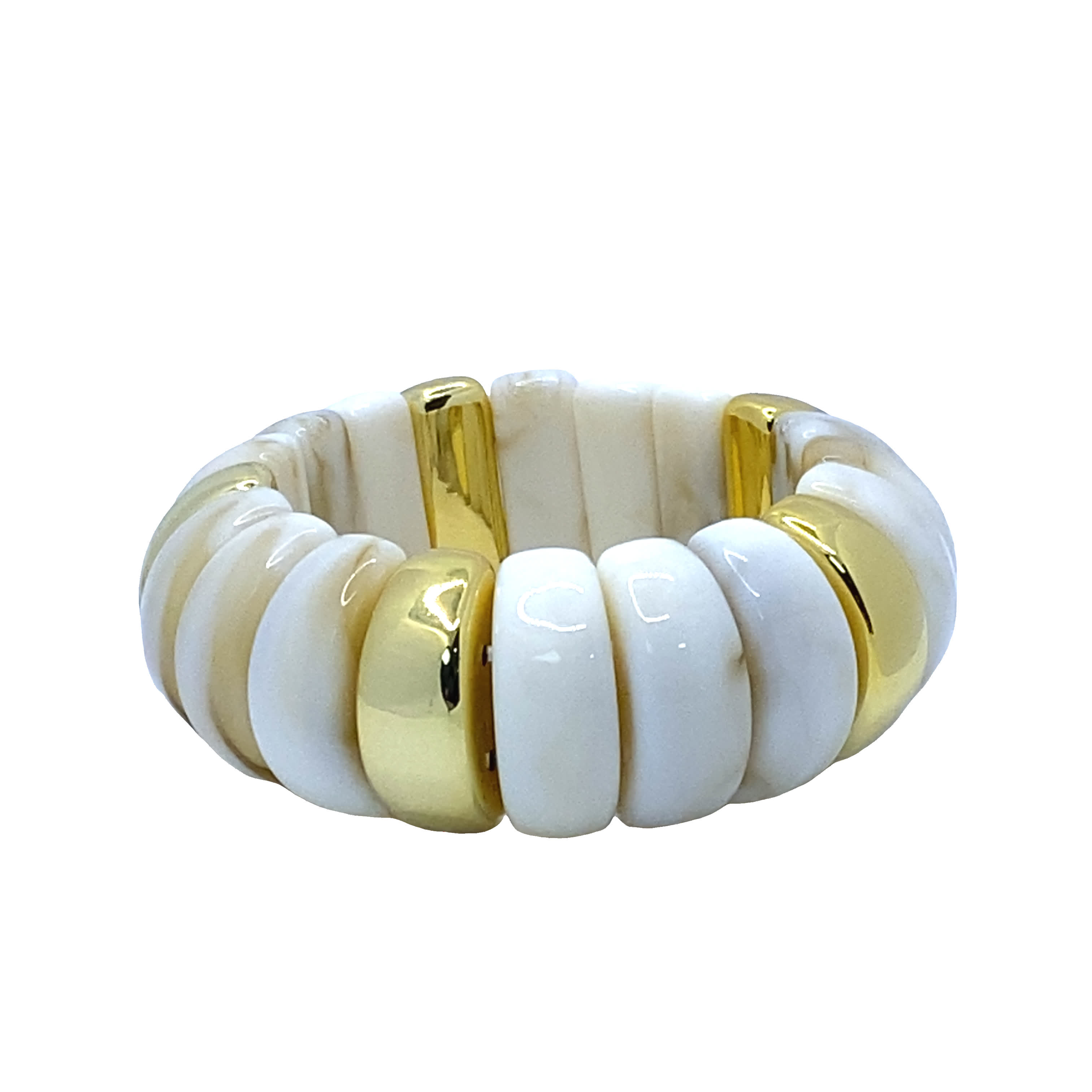 Bransoletka z koralików w kolorze kości słoniowej z akcentami ze złoconej stali