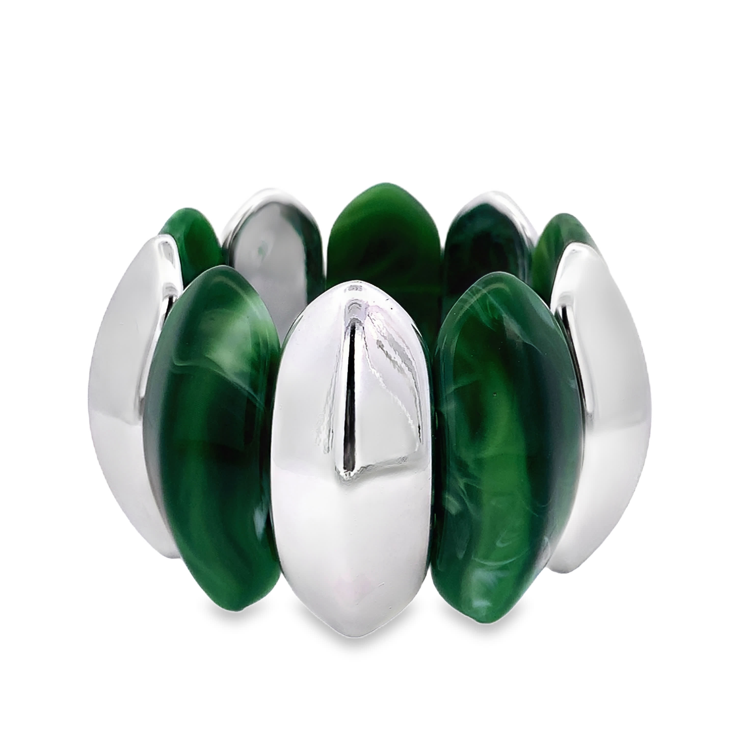 Bransoletka z koralików kaboszonowych z zielonego jadeitu