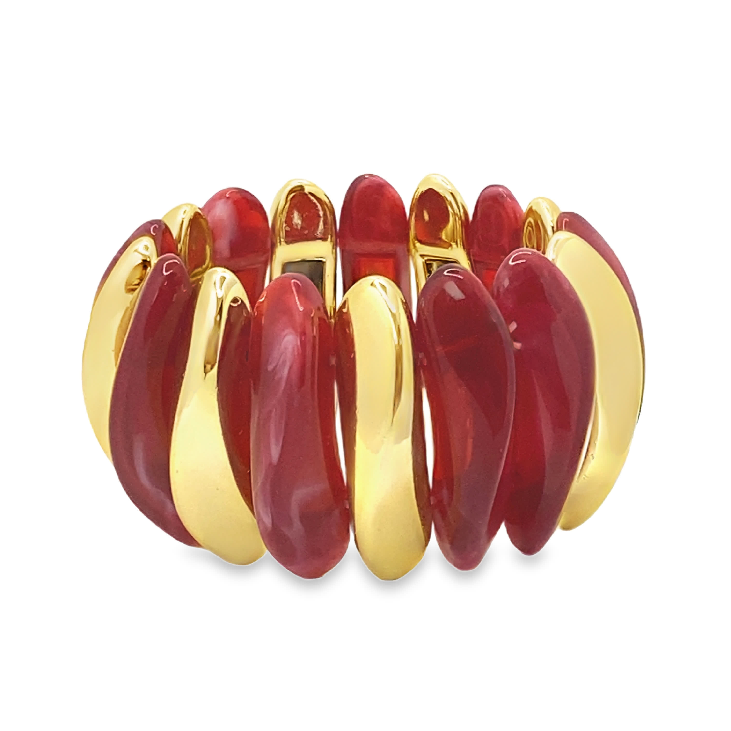 Bransoletka z rubinowo-czerwonego i żółtego metalu