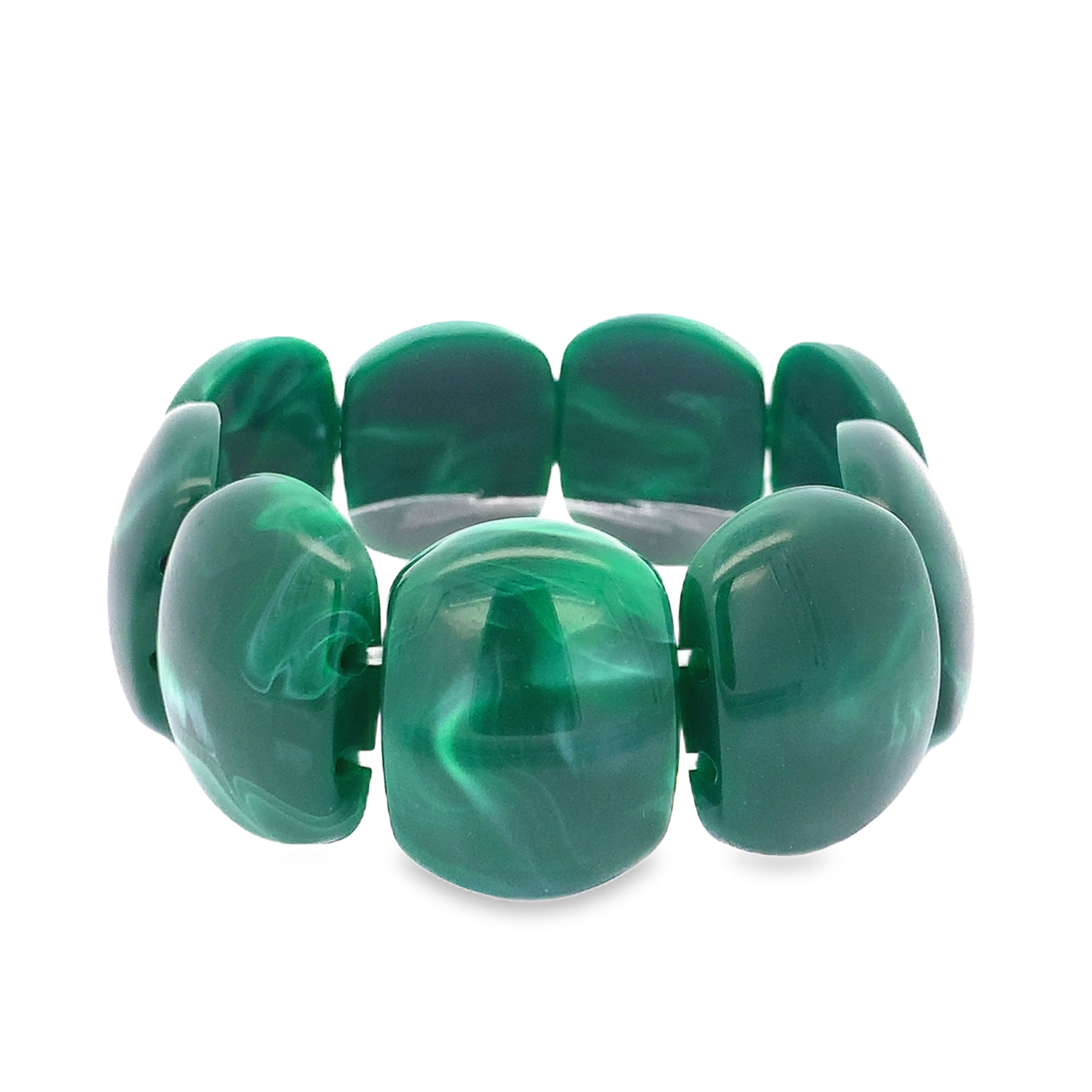 Bransoletka z koralików malachitowych w kształcie kaboszonu