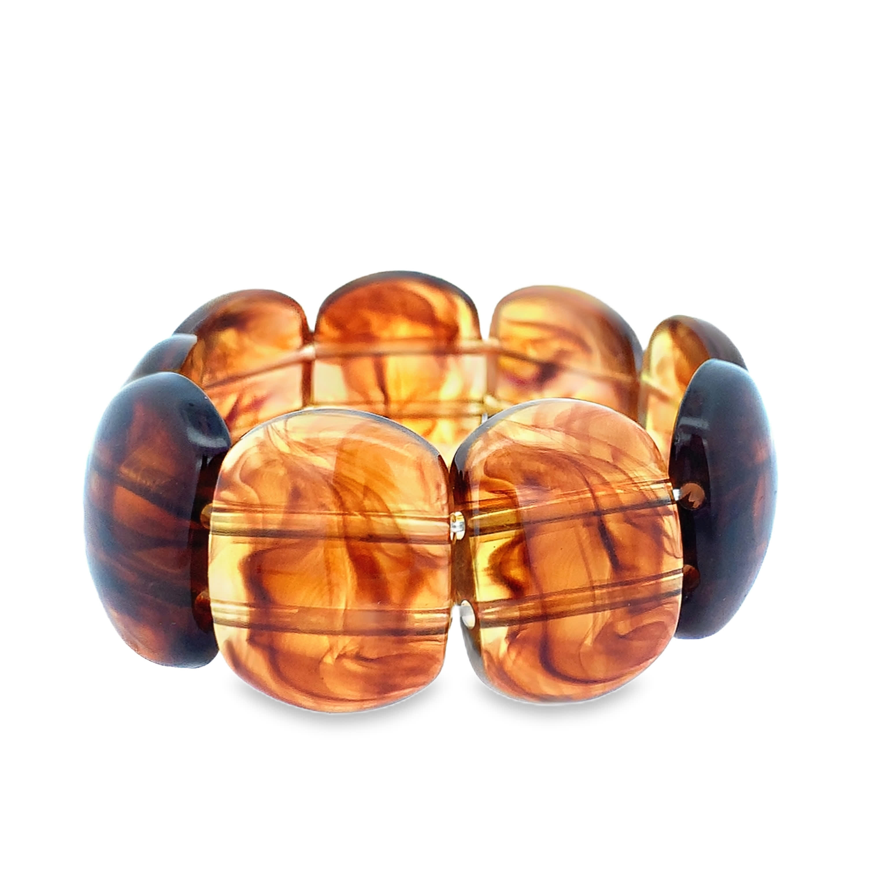 Bransoletka z koralików bursztynowych o szlifie kaboszonowym