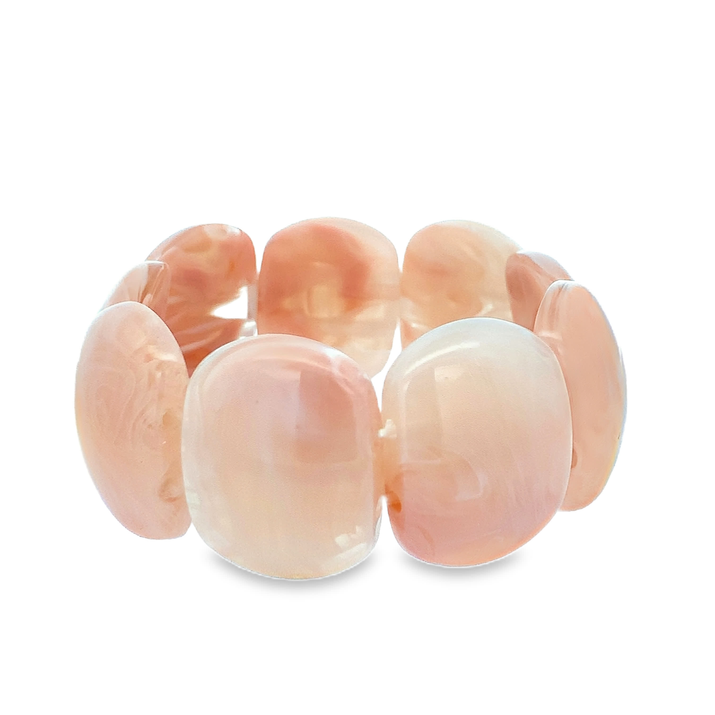 Bransoletka z koralików kaboszonowych z czerwono-pomarańczowego korala