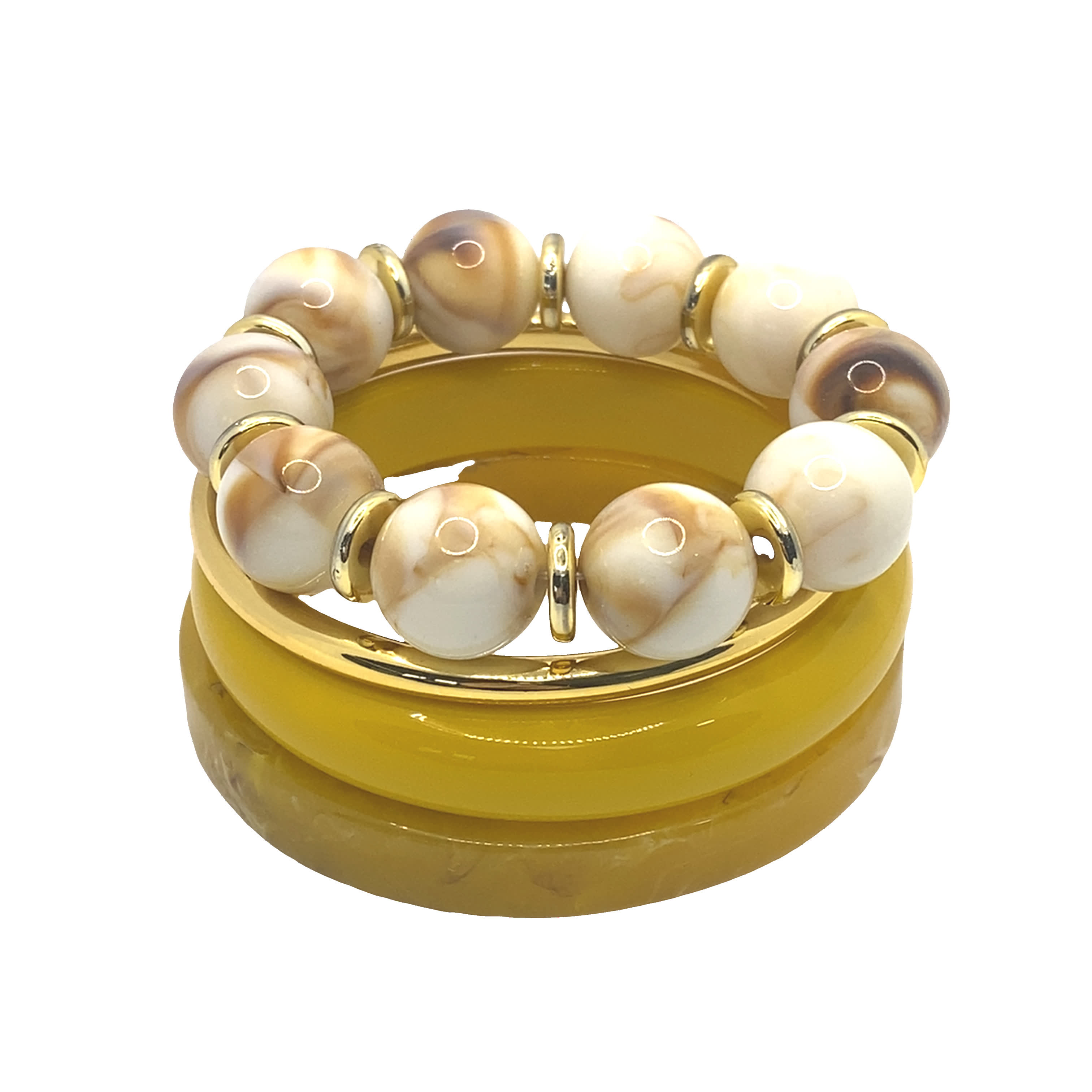 Zestaw bransoletek i bransoletek koralikowych w odcieniu żółtego złota