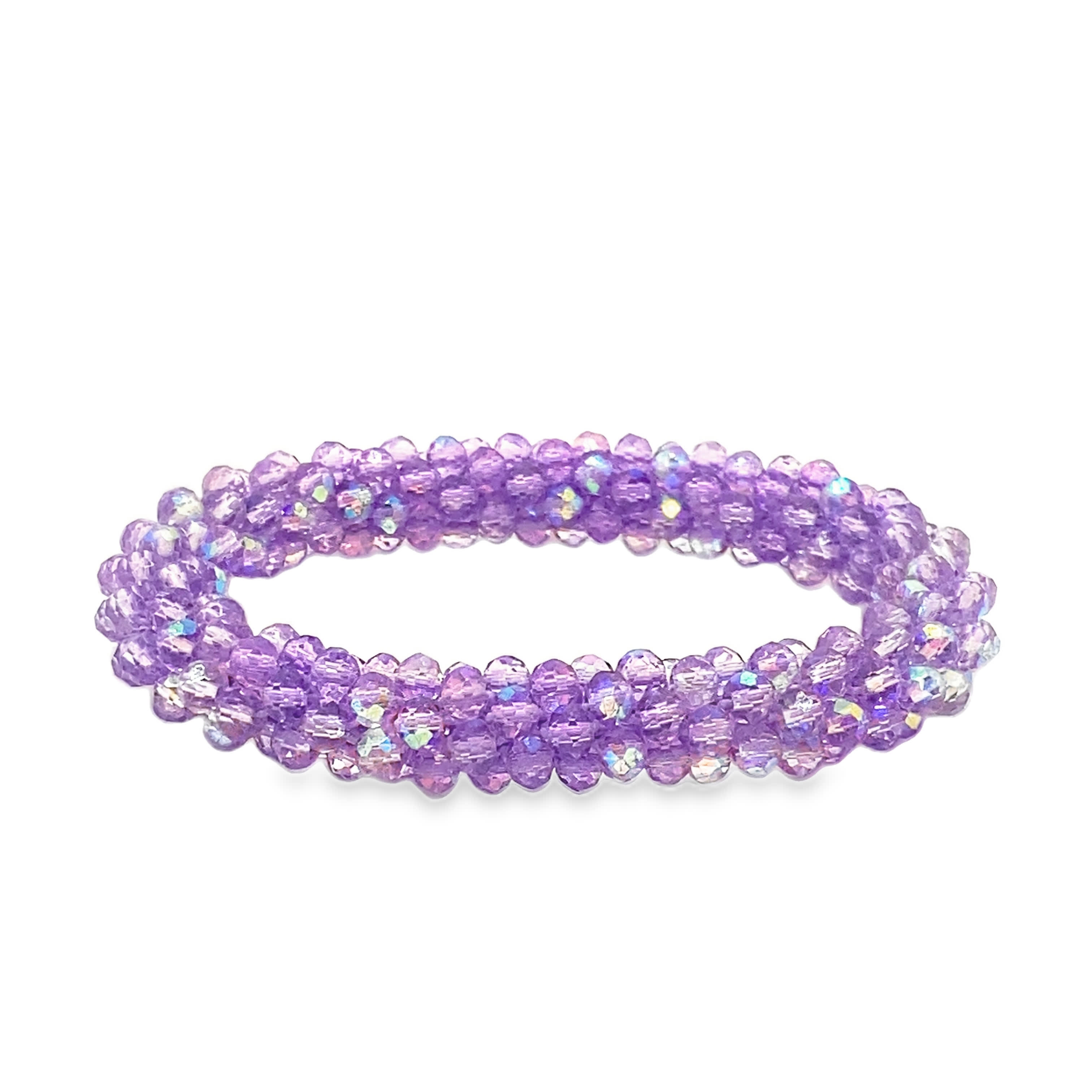 Bransoletka z fioletowych koralików kryształowych wykonana ręcznie