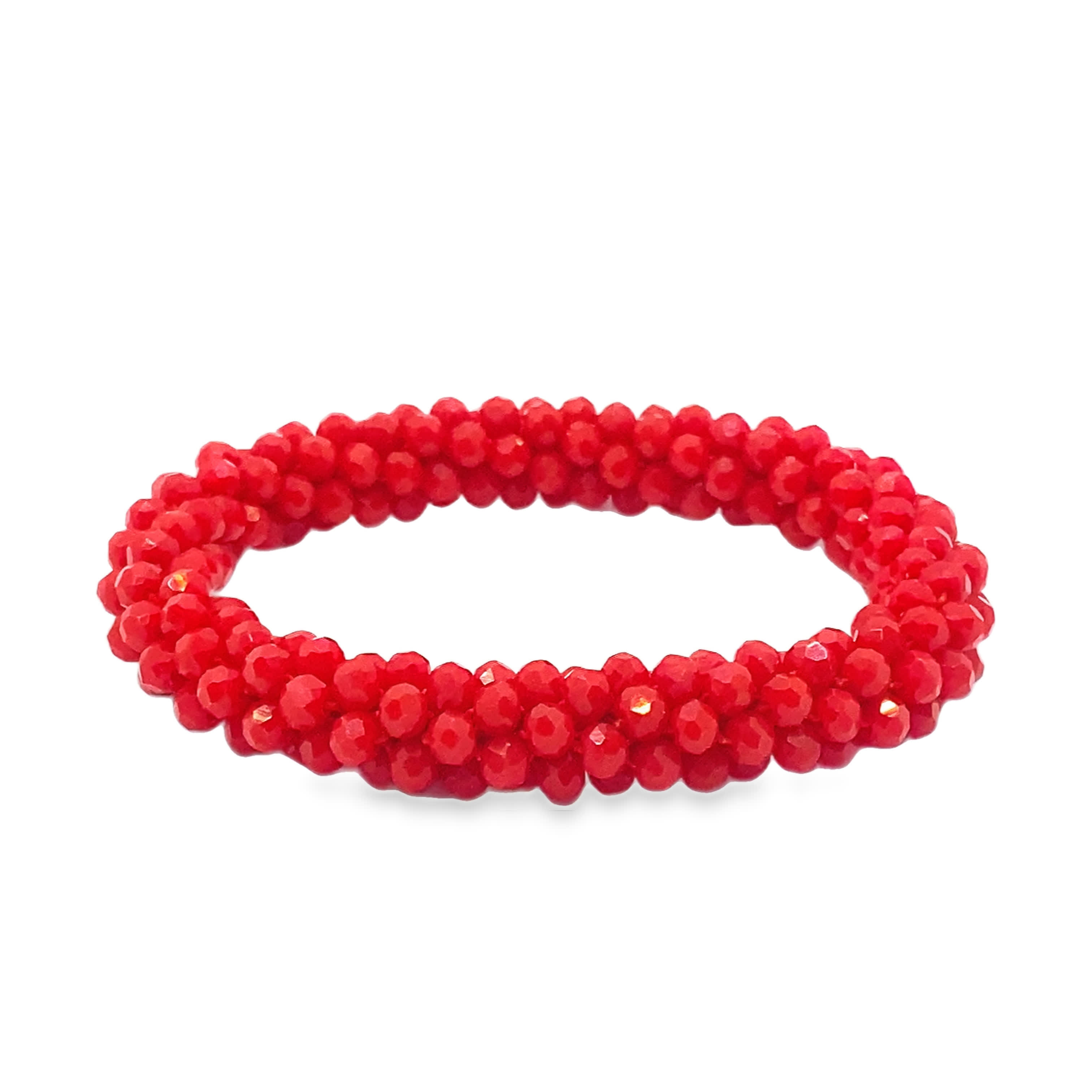 Bransoletka z czerwonych kryształów