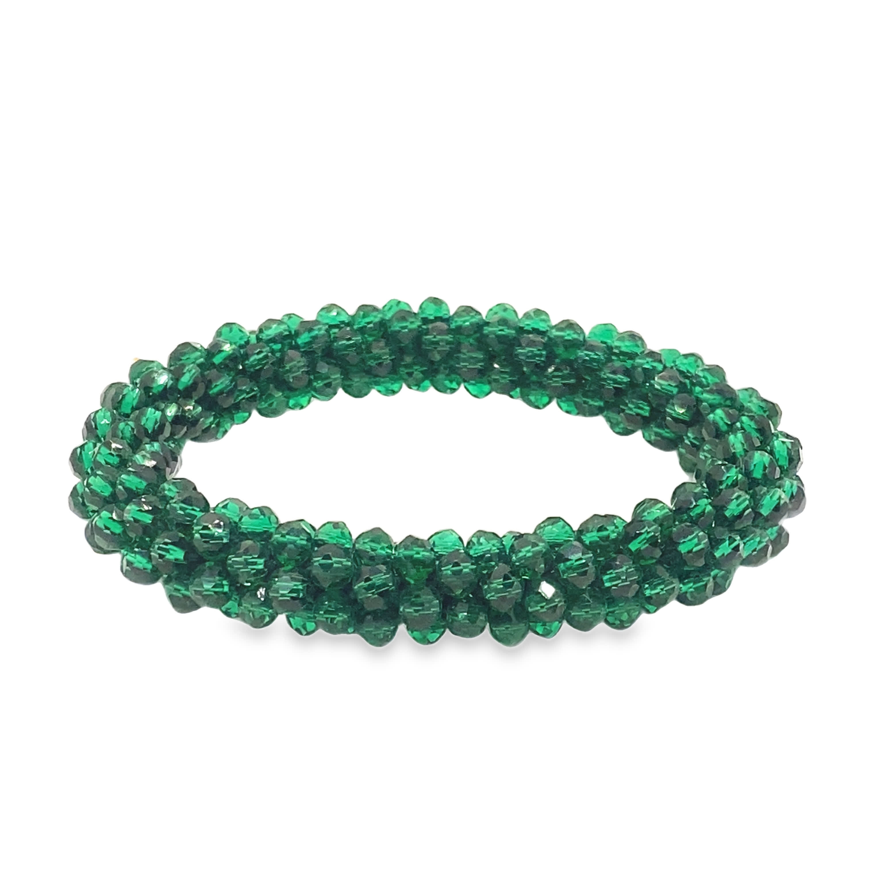 Bransoletka z koralików kryształowych w kolorze szmaragdowo-zielonym