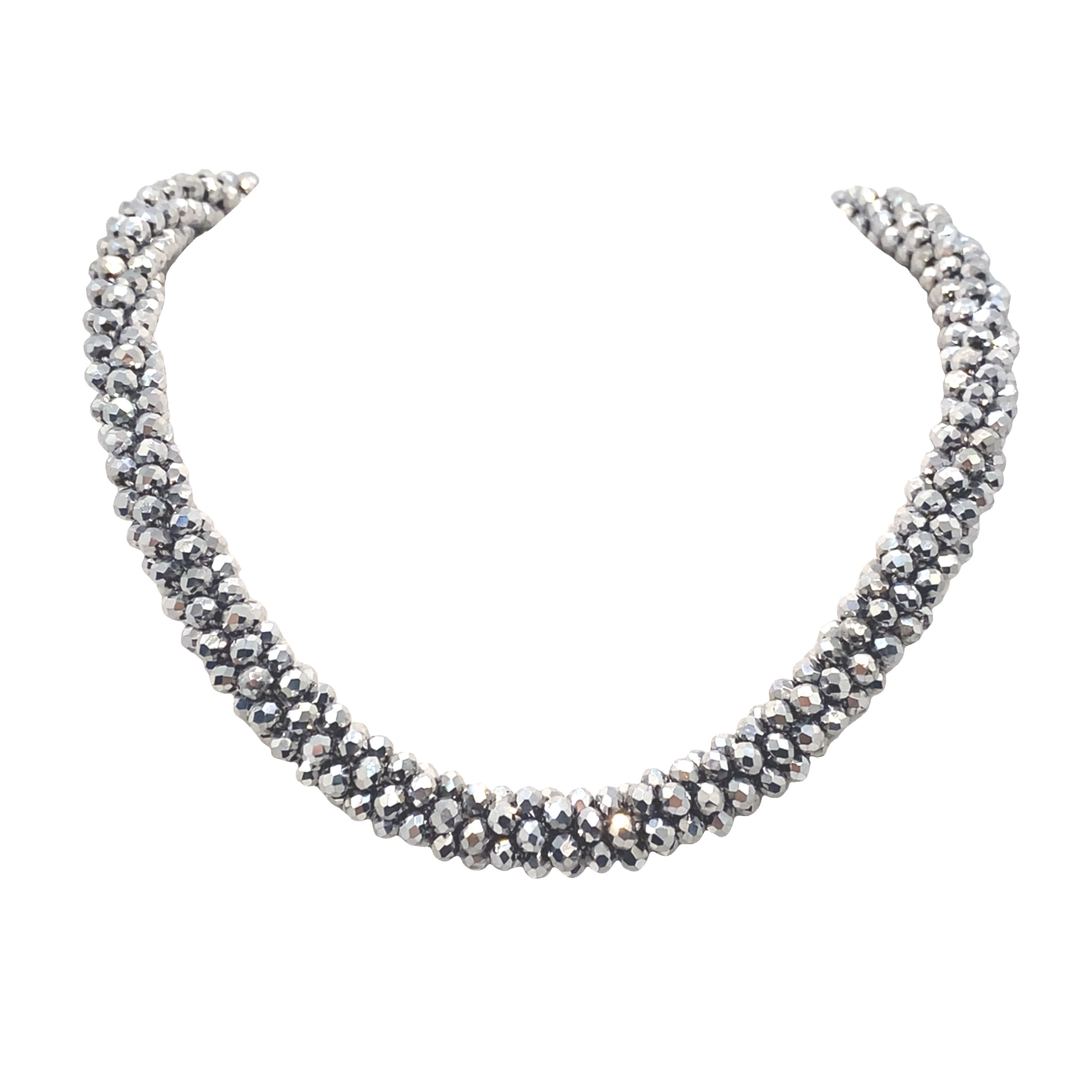 Naszyjnik z koralików kryształowych, elegancki okrągły wzór
