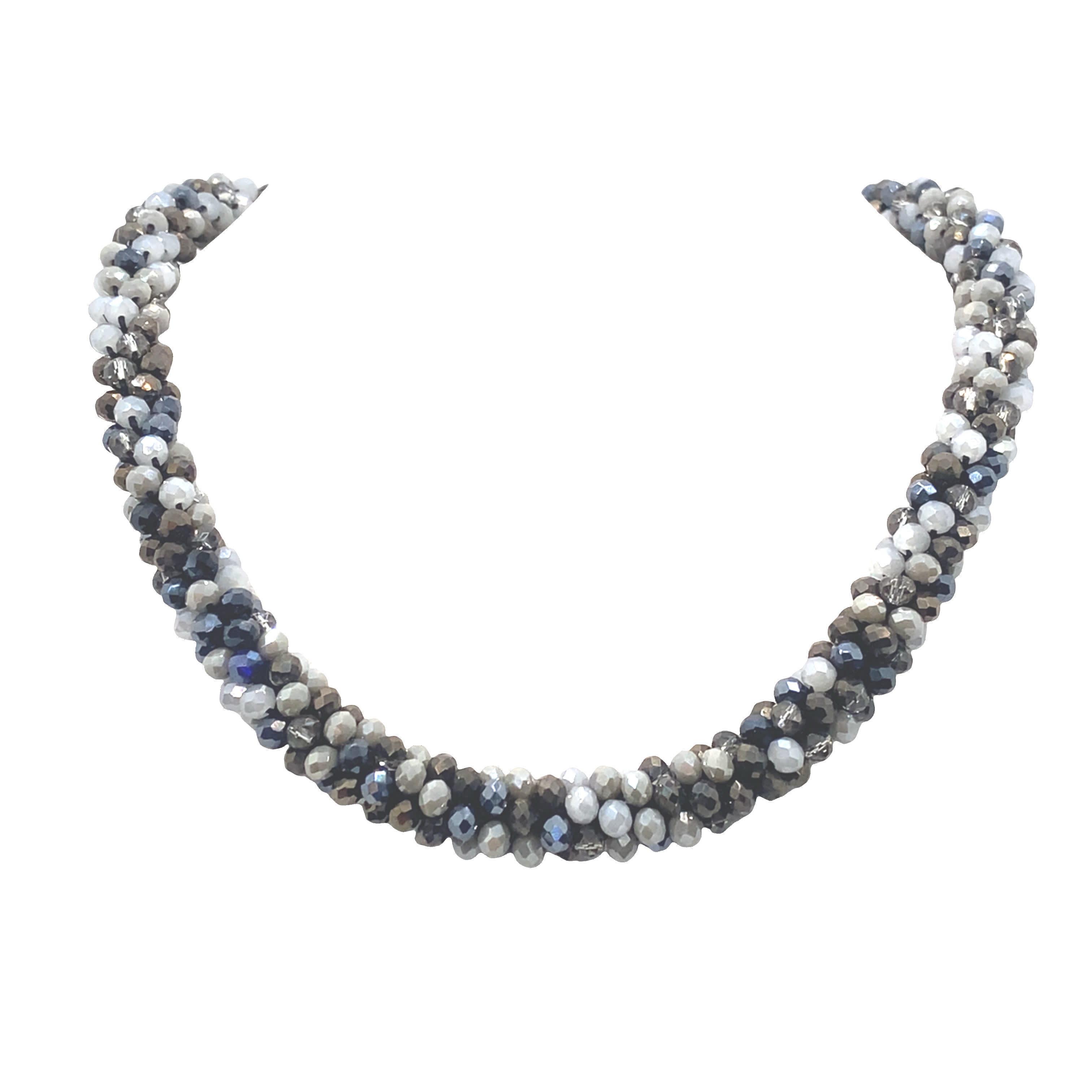 Elegancki niebieski naszyjnik z kryształkami