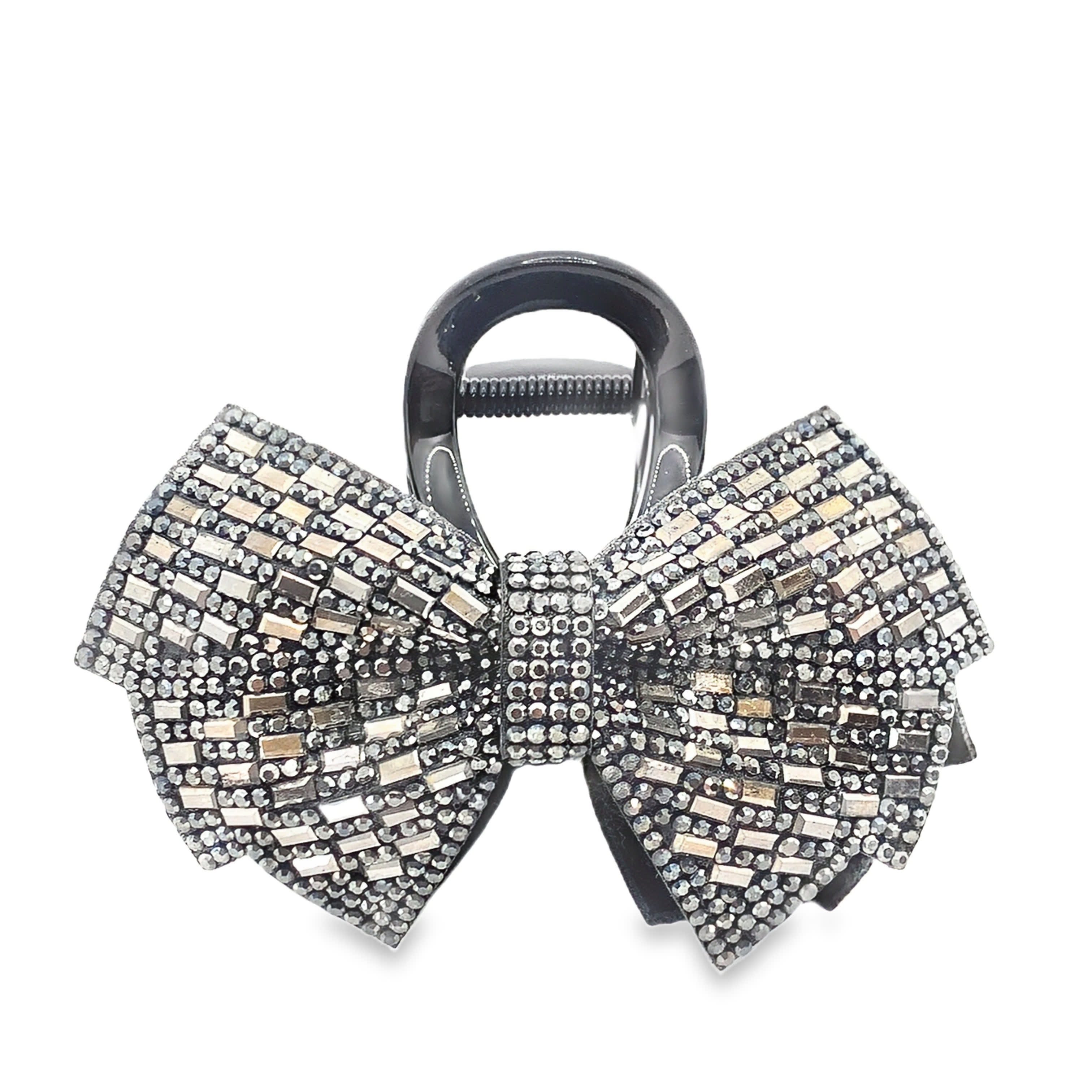 Błyszcząca, zdobiona spinka do włosów w kształcie kokardy