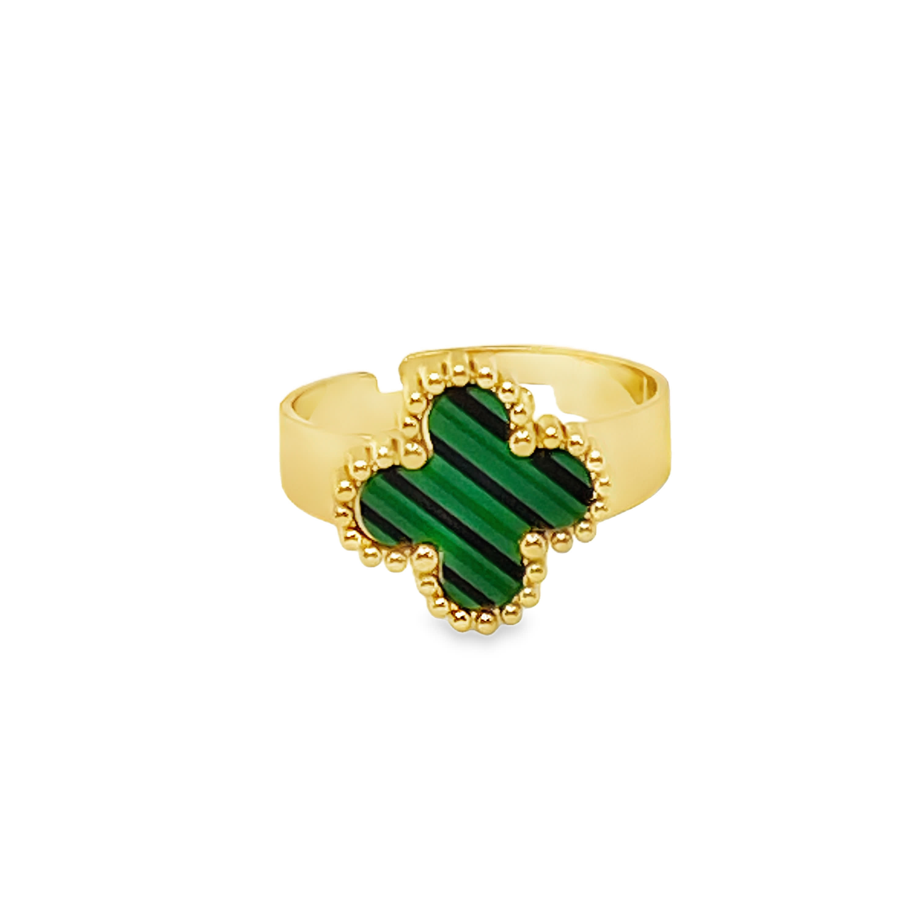 Yellow Gold Cocktail Ring with Cabochon Malachite