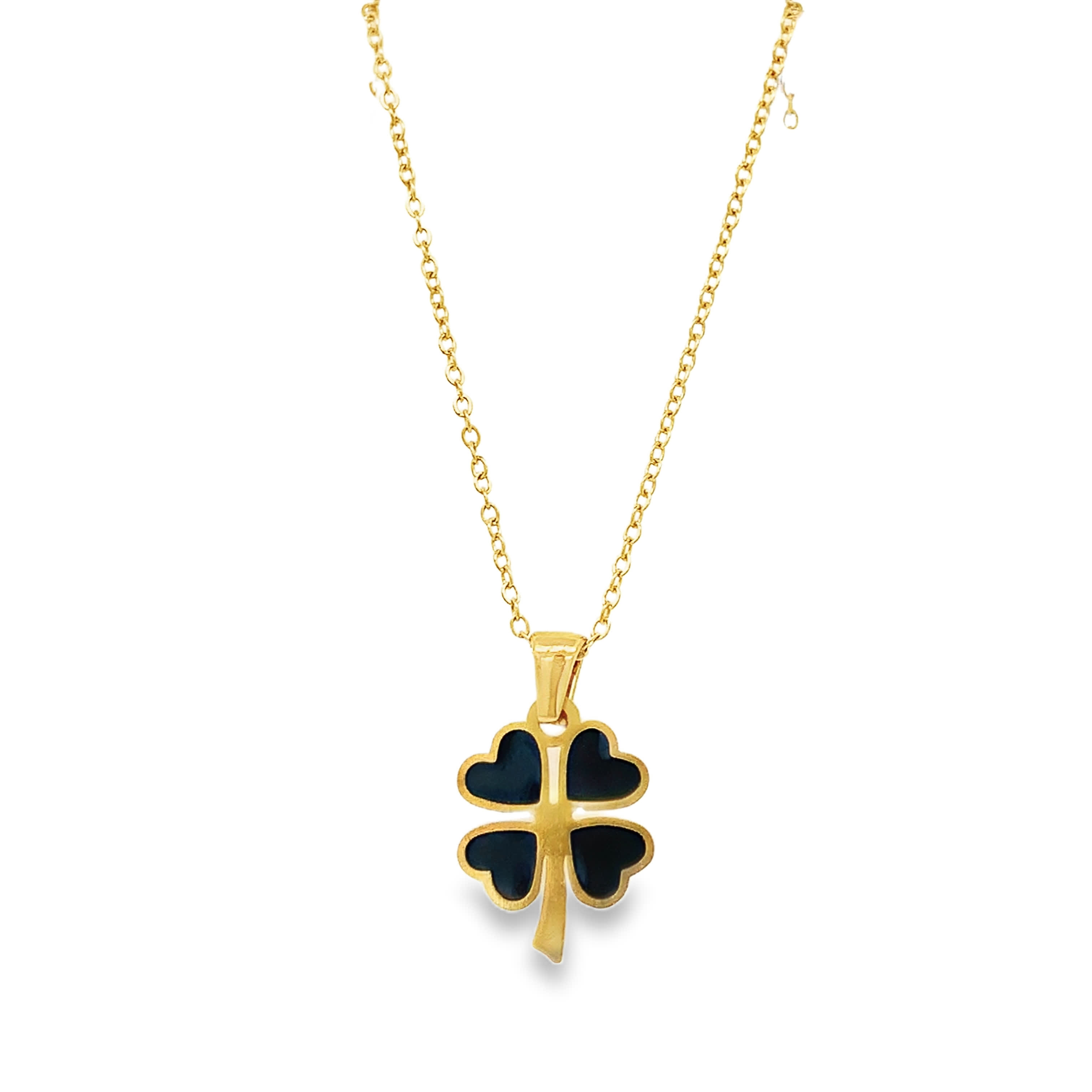 Yellow Gold Four-Leaf Clover Charm Necklace