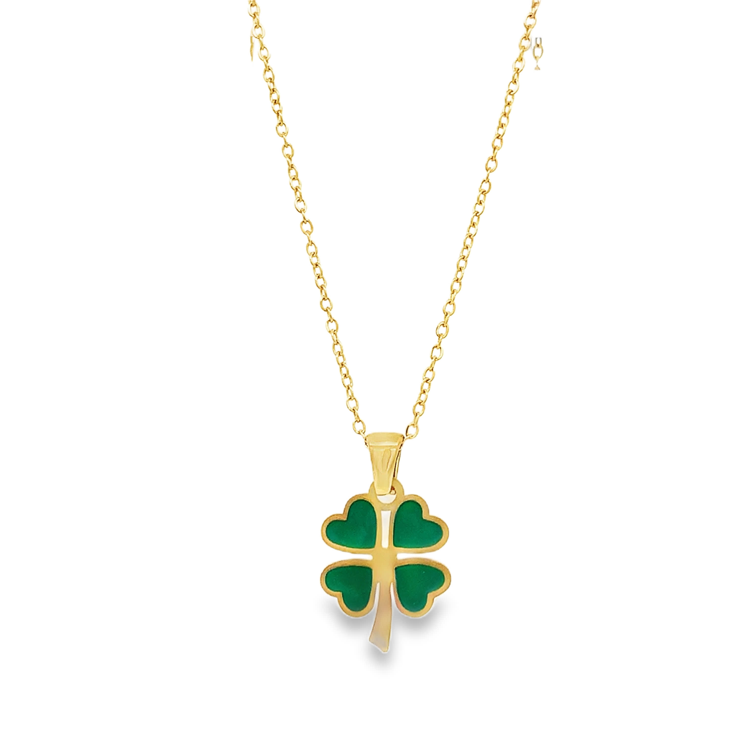 Elegant Four-Leaf Clover Charm Necklace in Yellow Gold