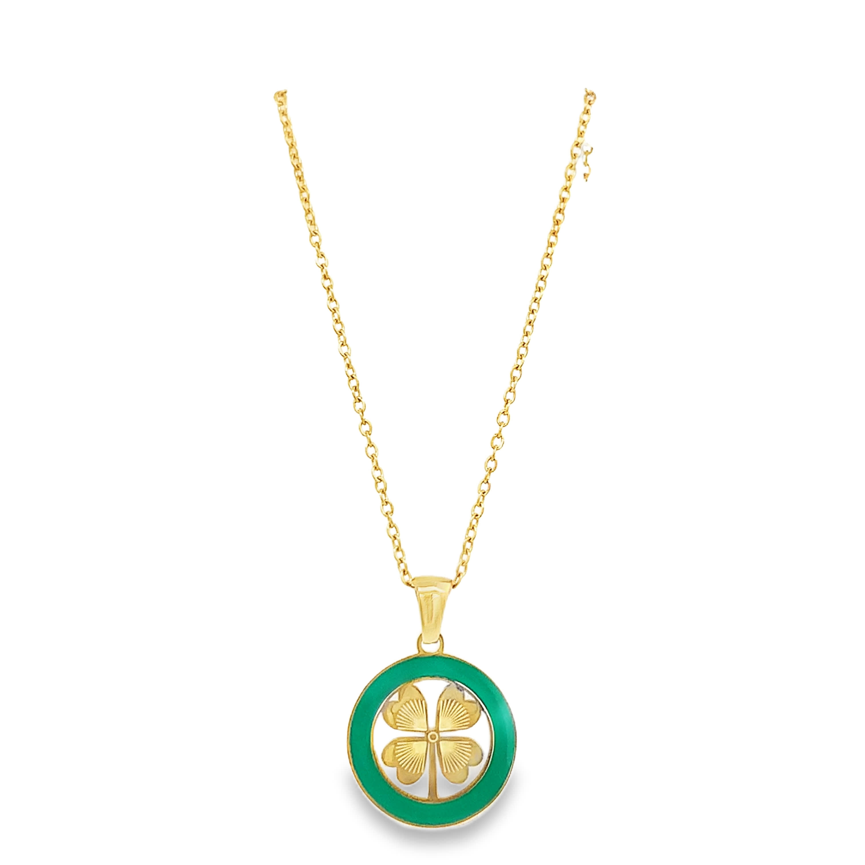 Yellow Gold Clover Charm Necklace