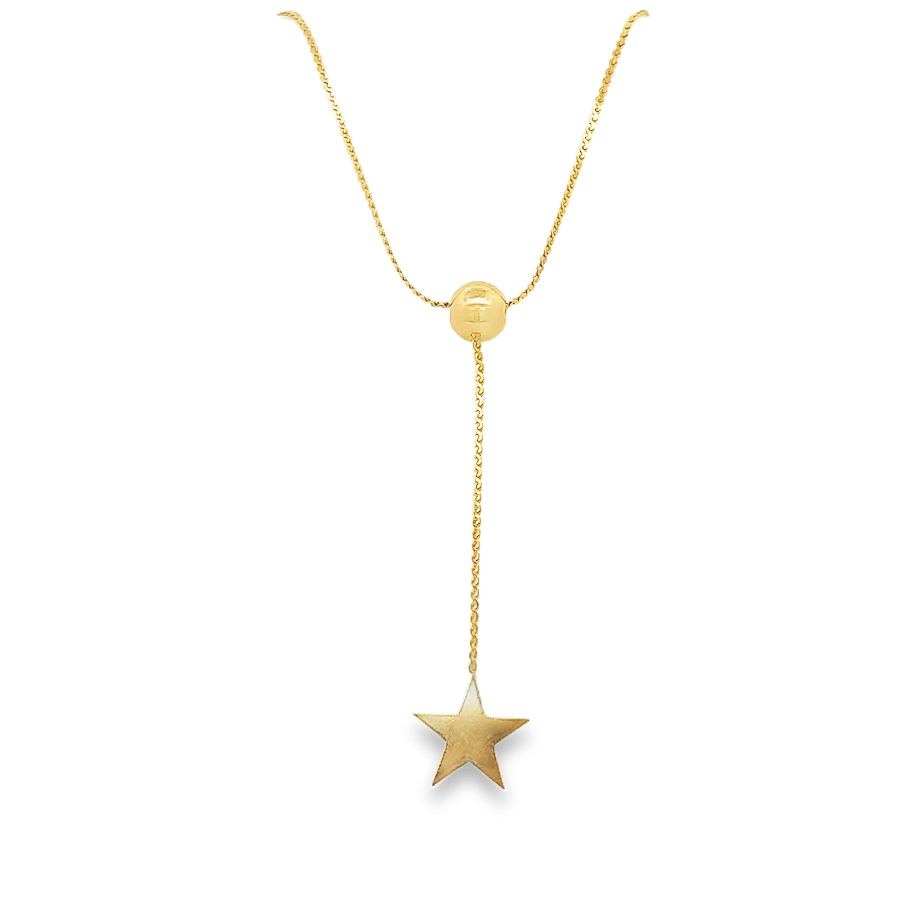 Yellow Gold Star Pendant Chain Necklace