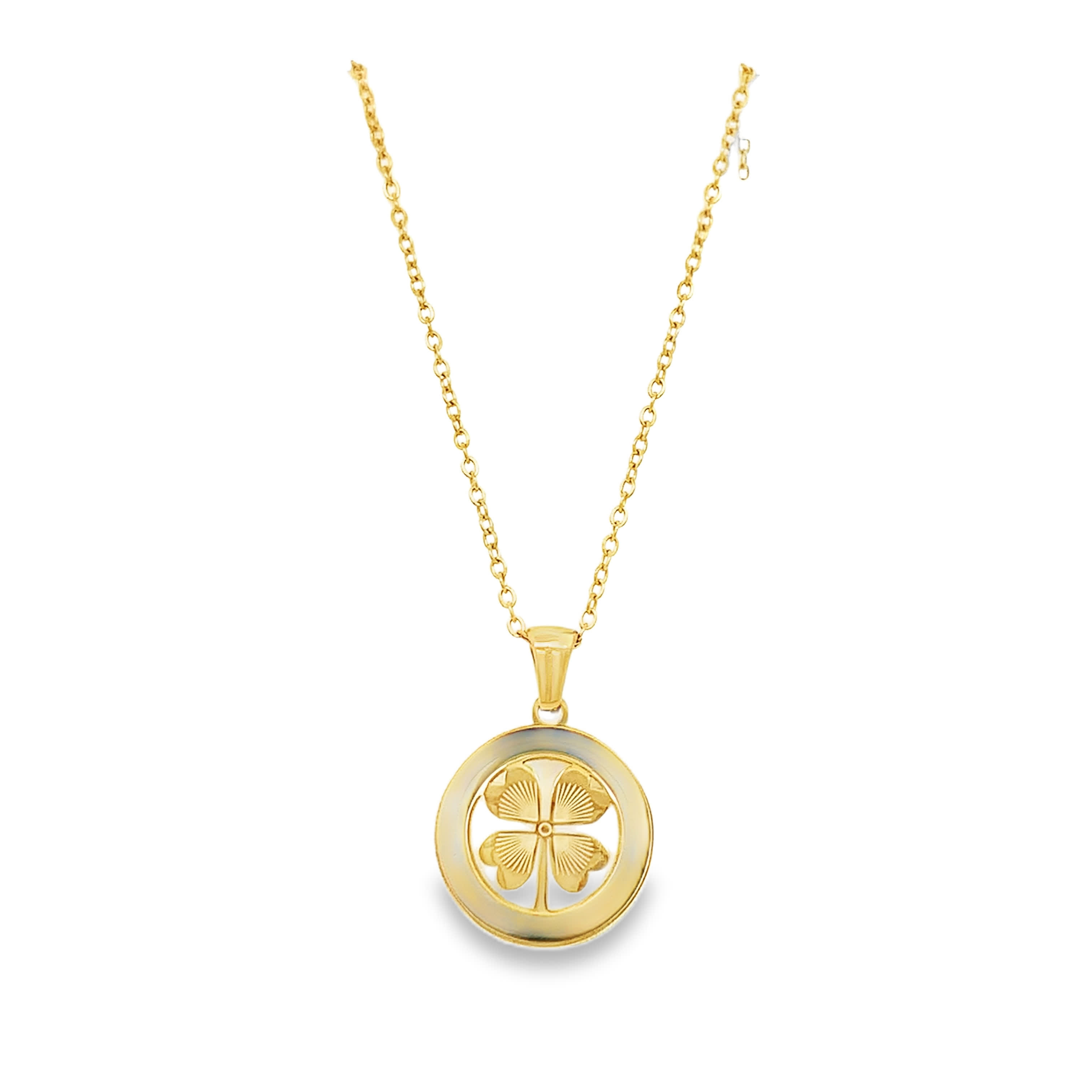 Yellow Gold Clover Charm Necklace